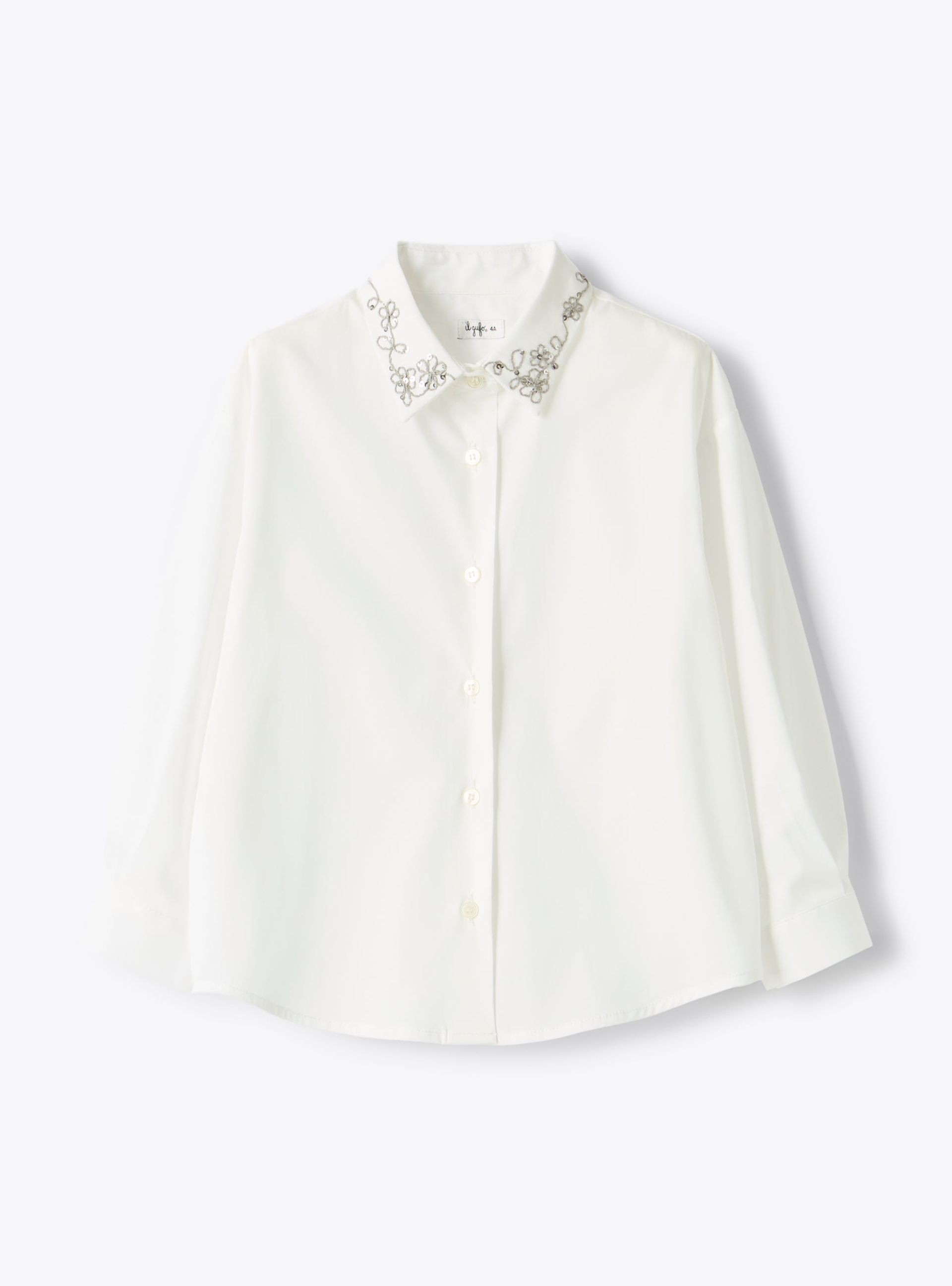 Shirt with floral embroidery and sequins - Shirts - Il Gufo