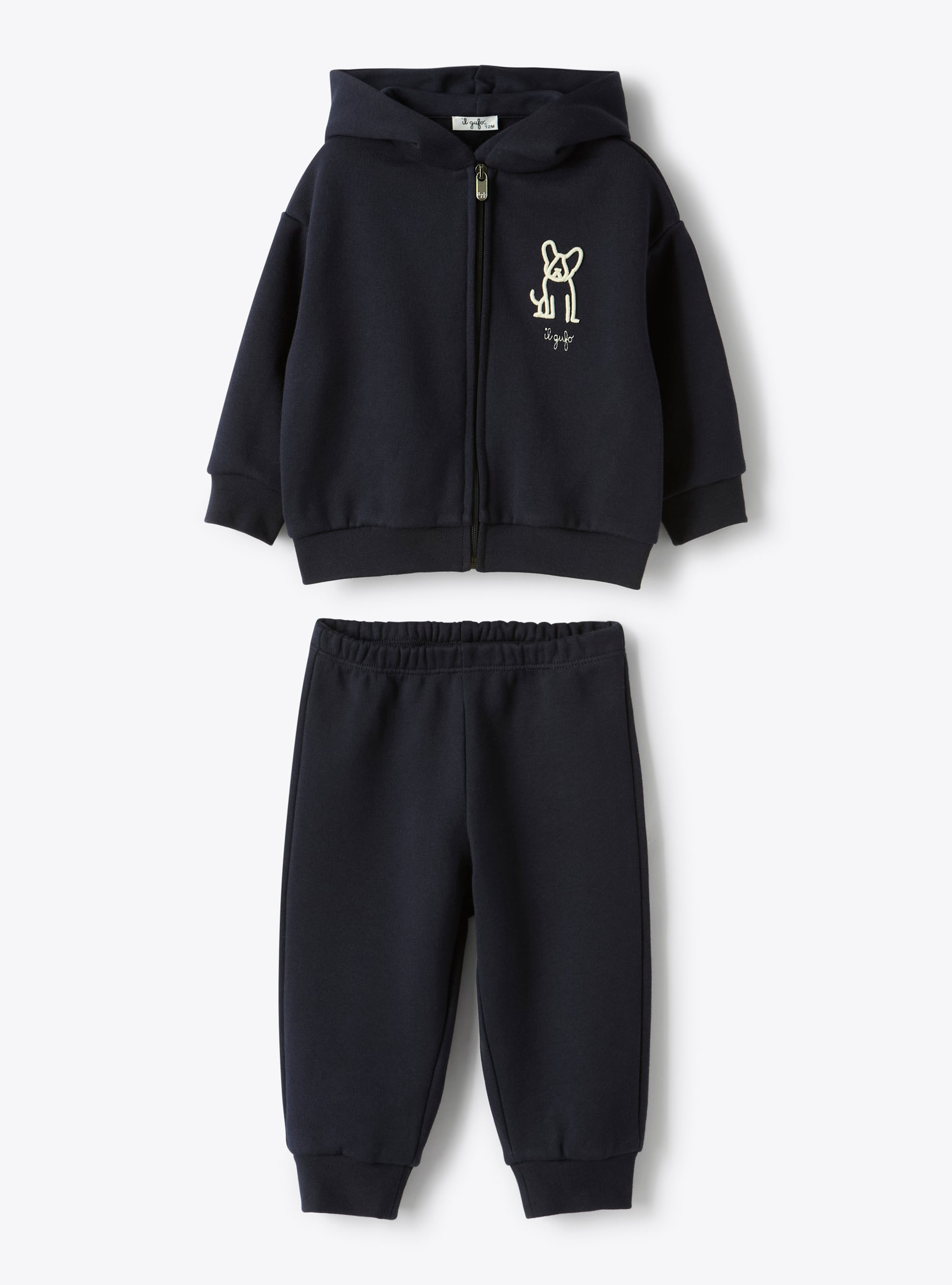 Sweatshirt-Anzug mit Hündchen - Blau | Il Gufo