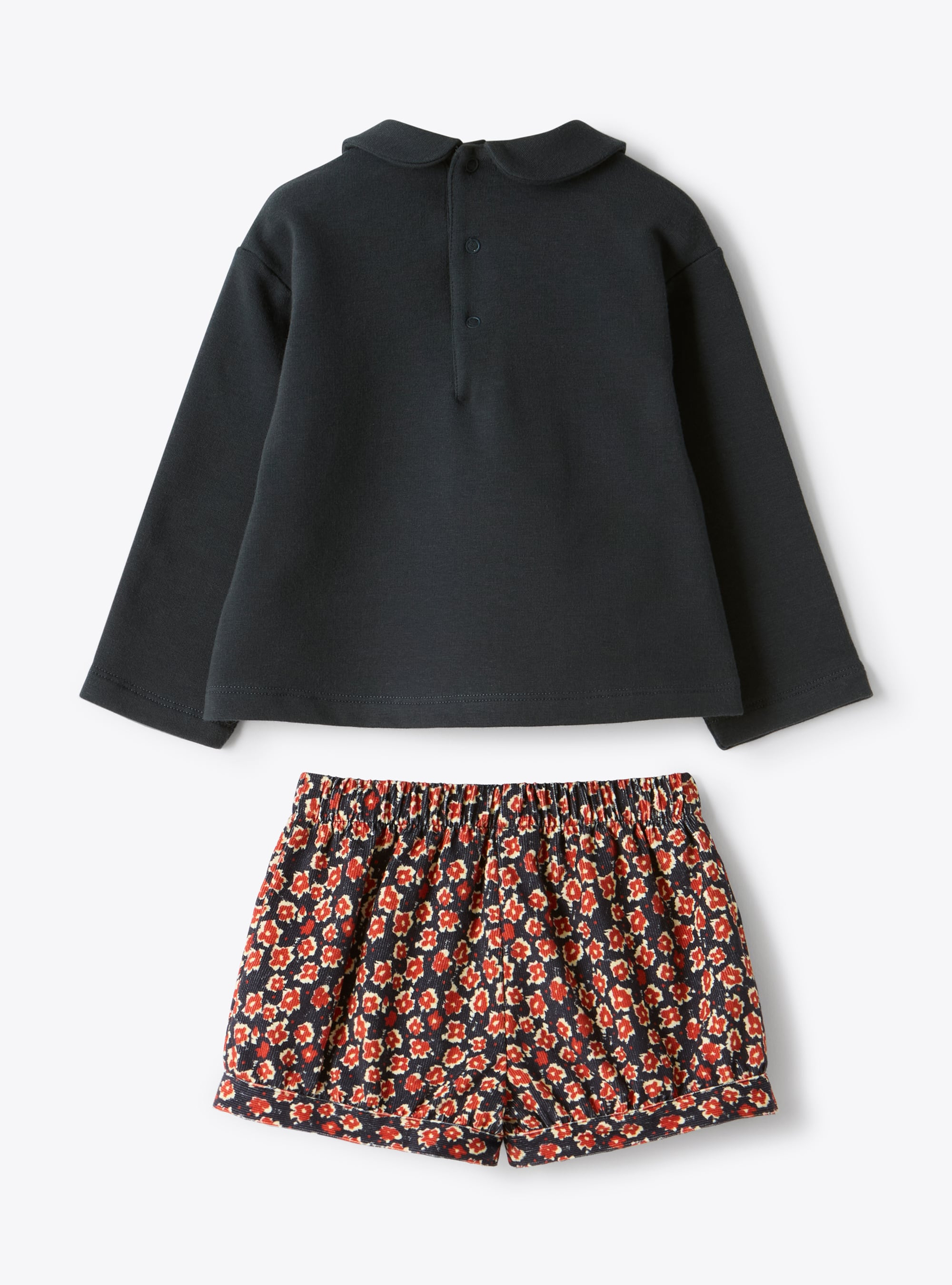 Ensemble en sweat et velours - Bleu | Il Gufo