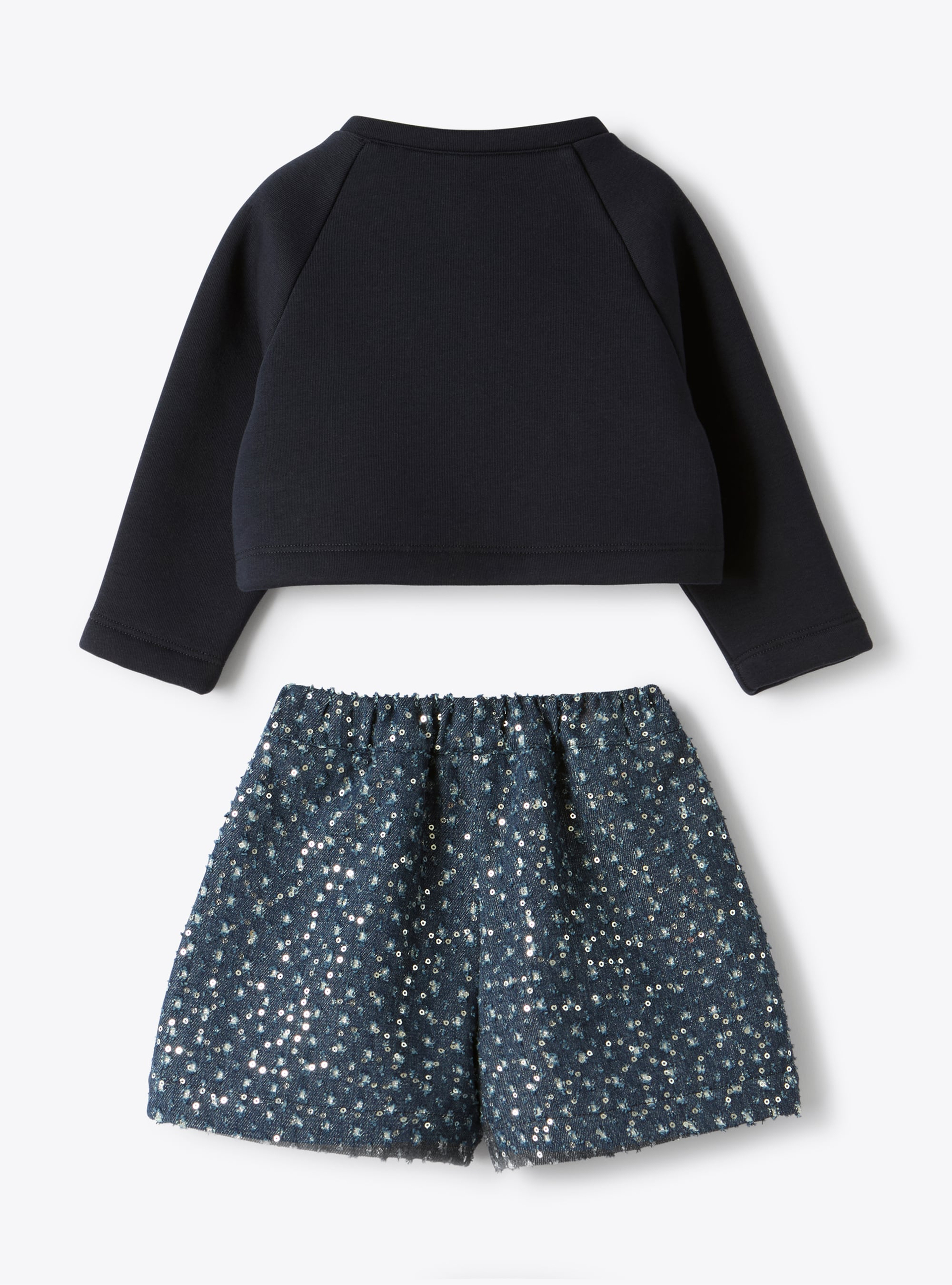Sweatshirt and denim set with sequins - Two-piece sets - Il Gufo