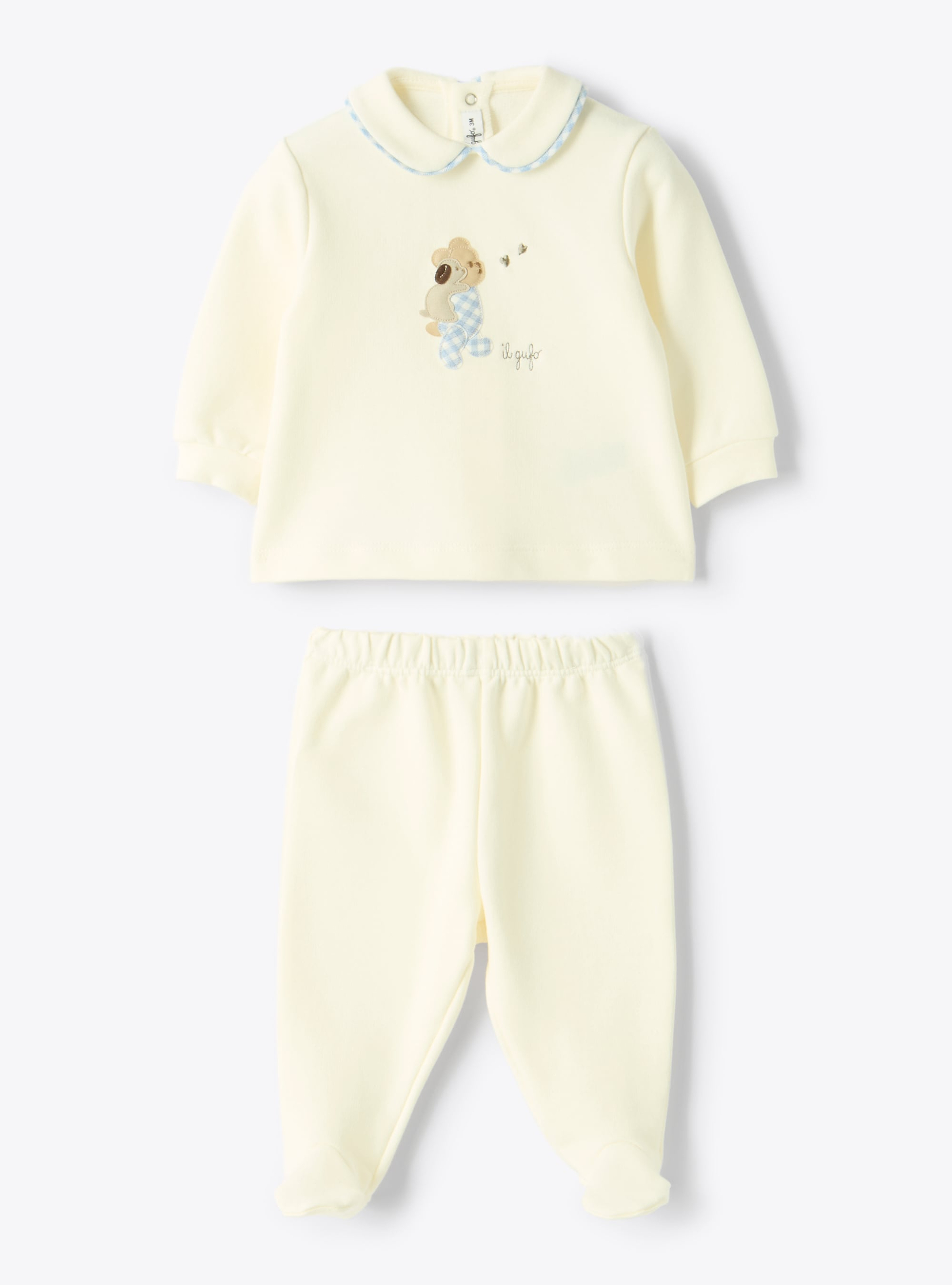 Zweiteiliger Stretch-Fleece-Schlafanzug - Weiss | Il Gufo