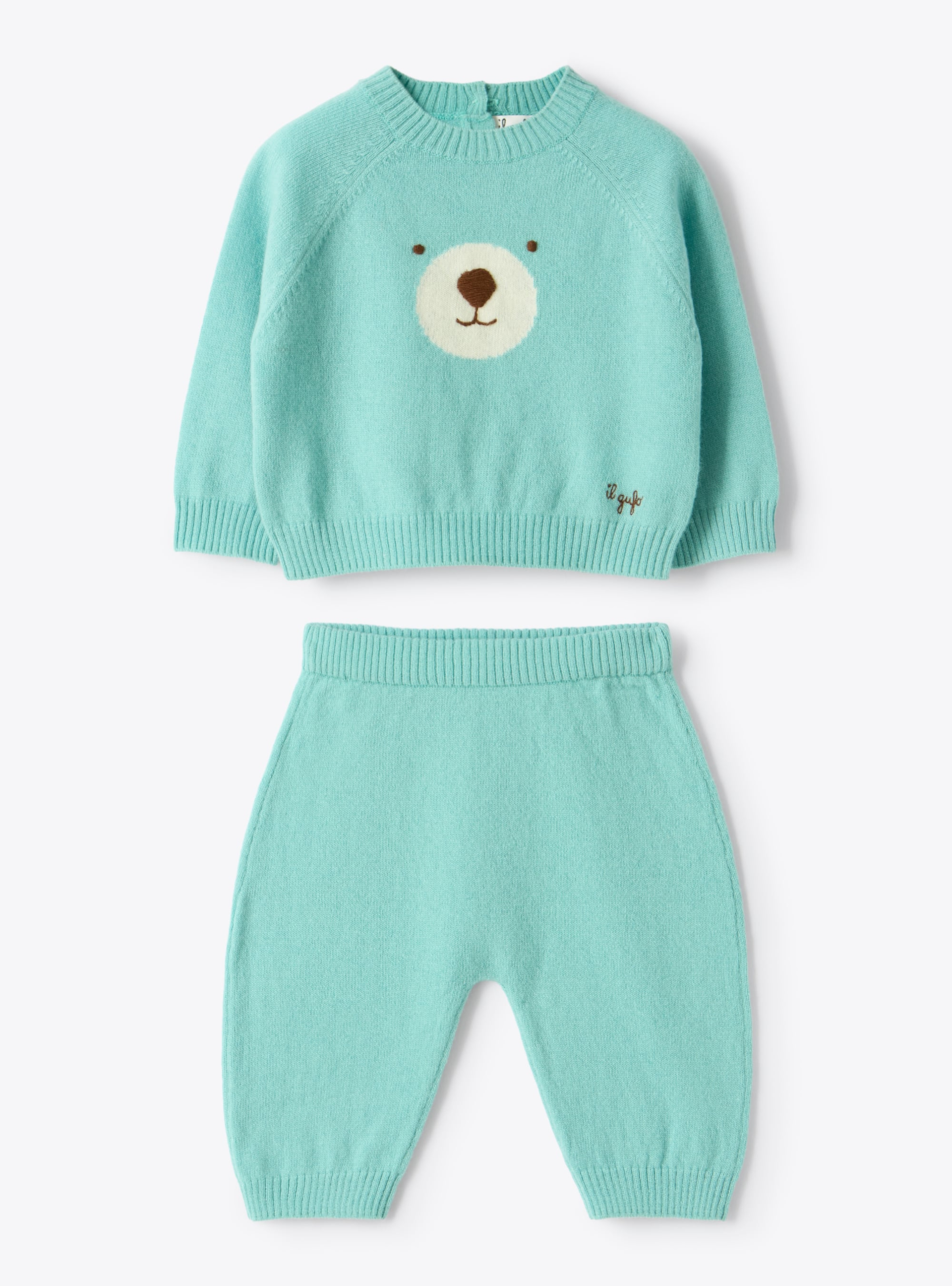 Two-piece wool set - Light blue | Il Gufo