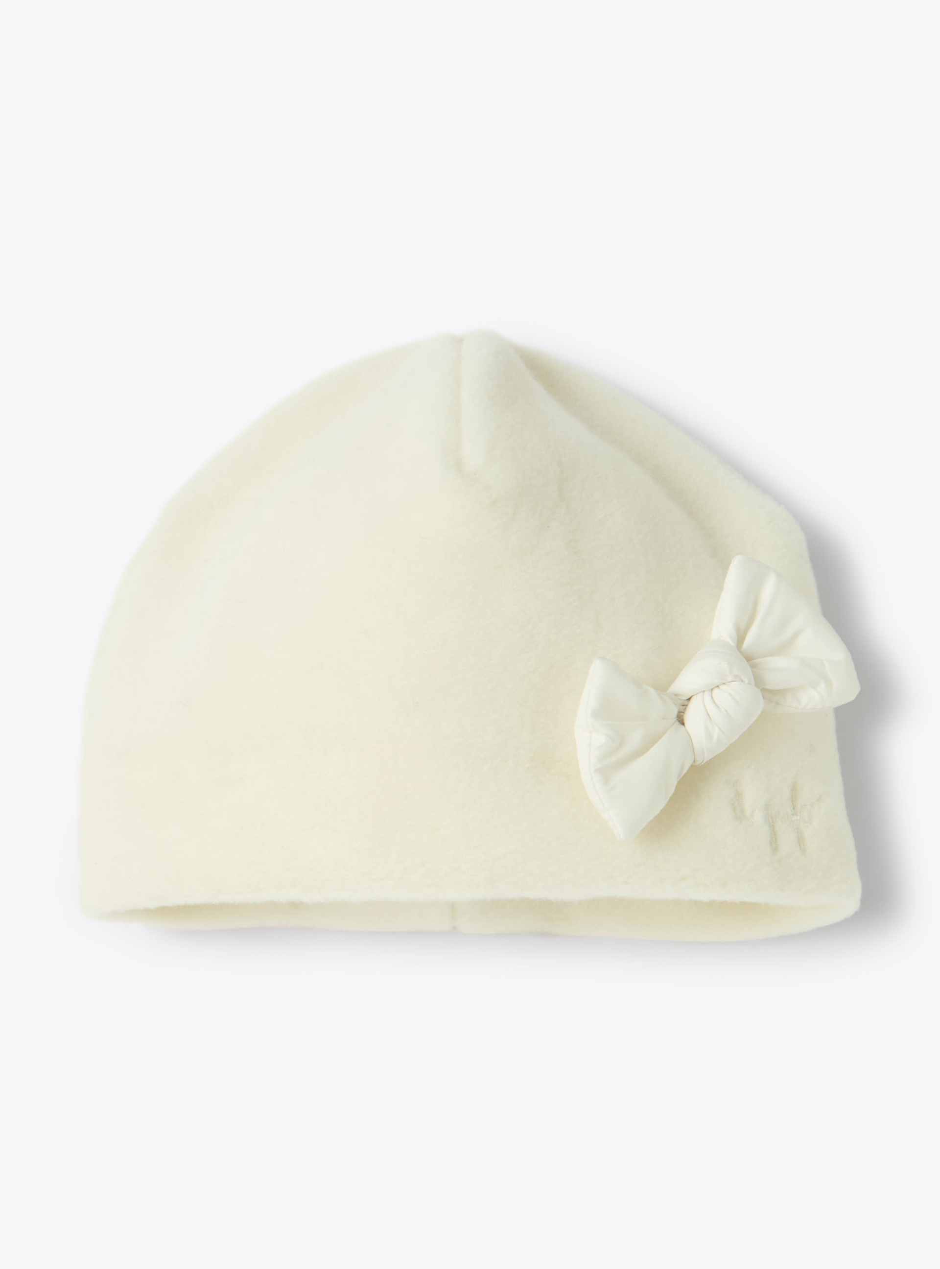 Fleece hat with bow - White | Il Gufo