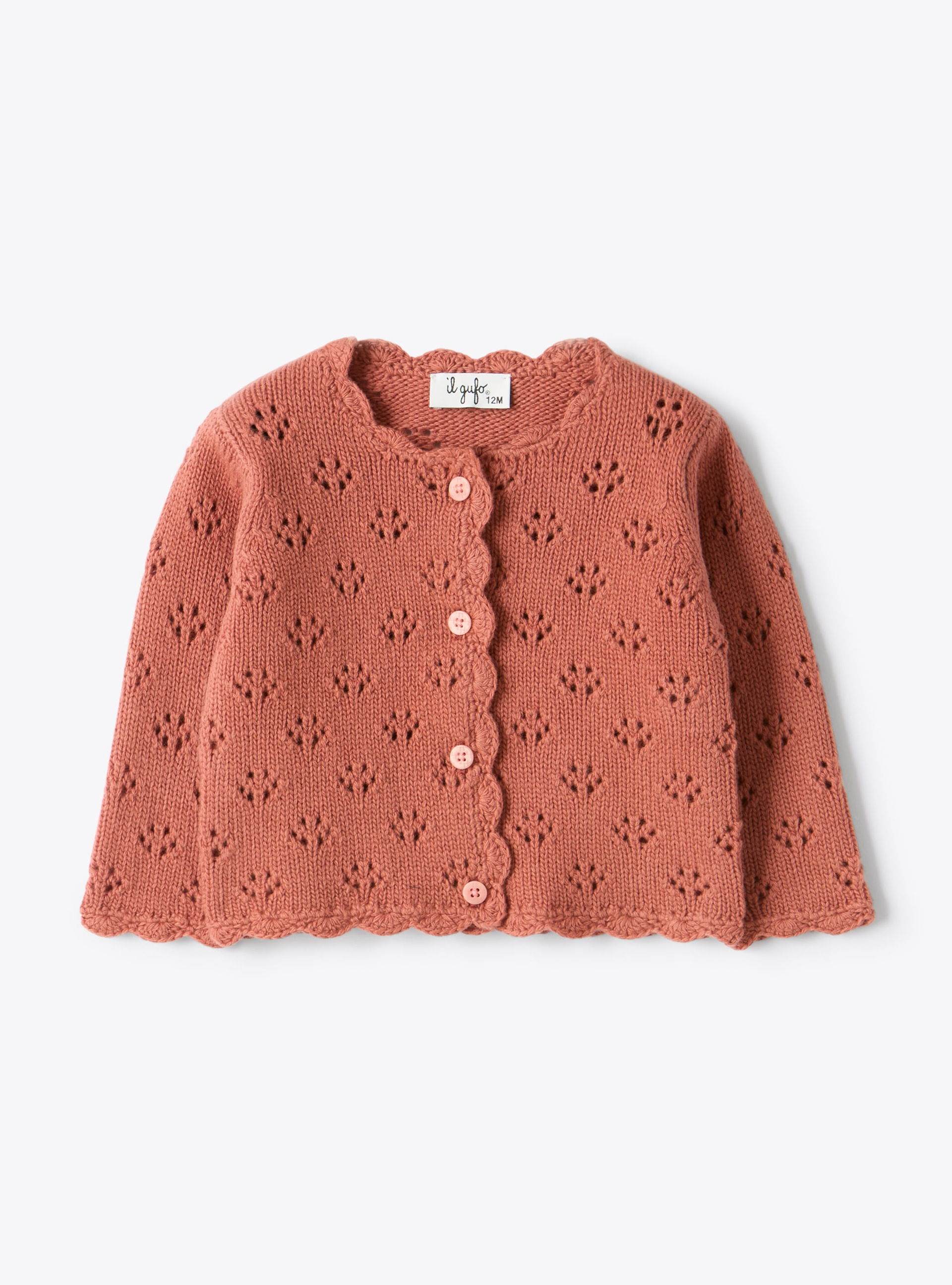 Cardigan in lana con motivo traforato - Maglie - Il Gufo