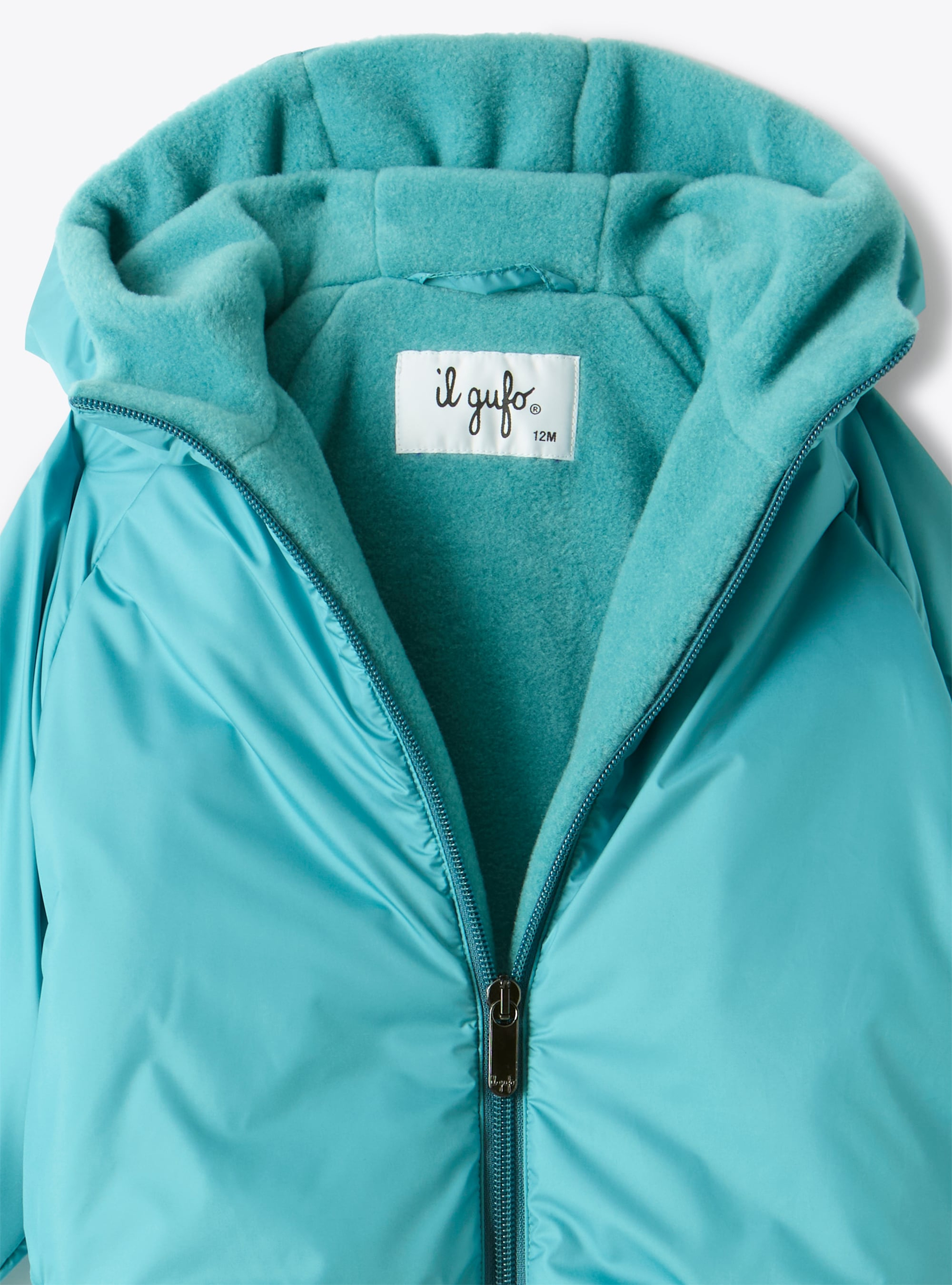 Reversible jacket in nylon and fleece - Light blue | Il Gufo