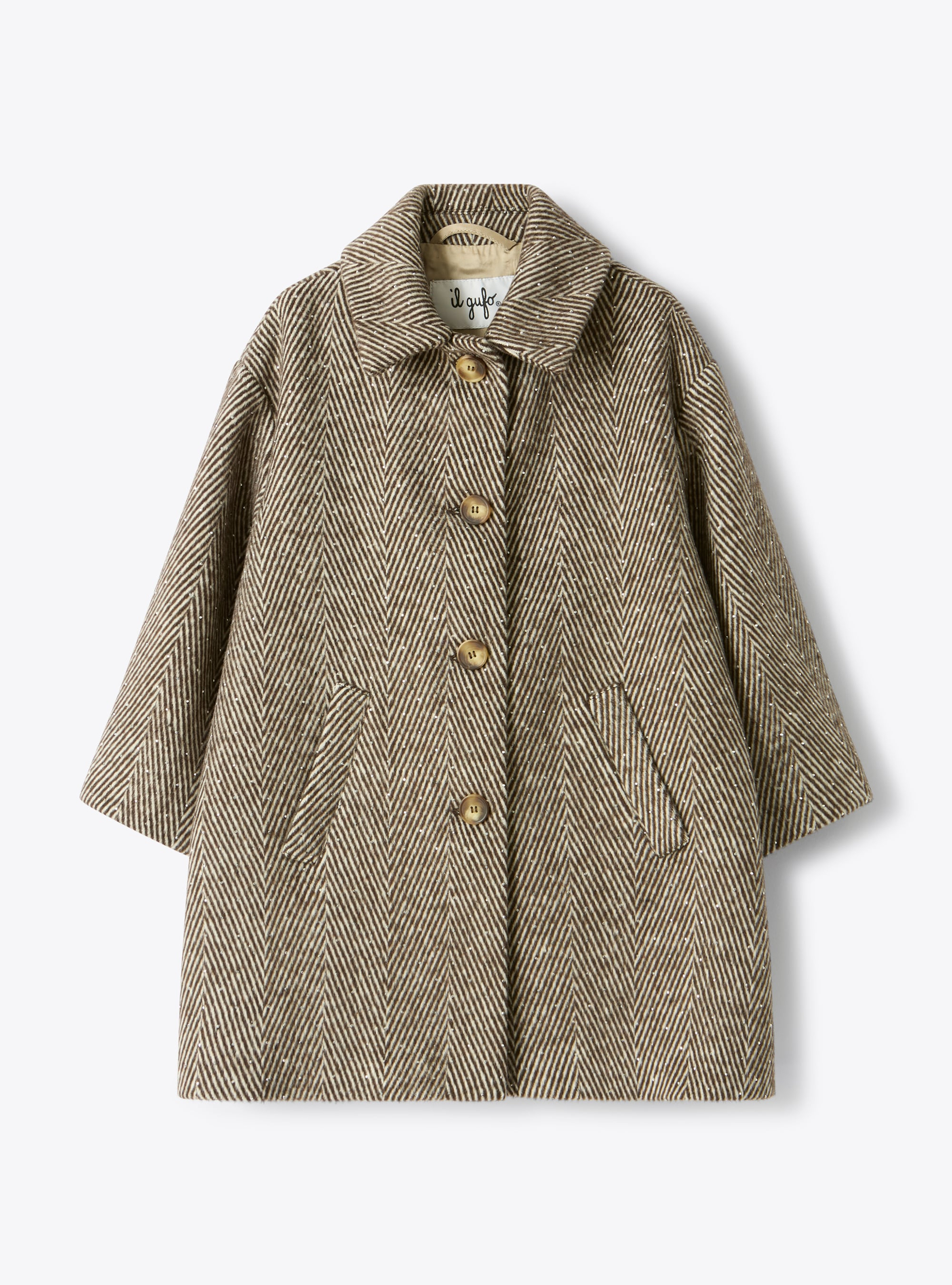 Manteau en drap avec strass - Marrone | Il Gufo