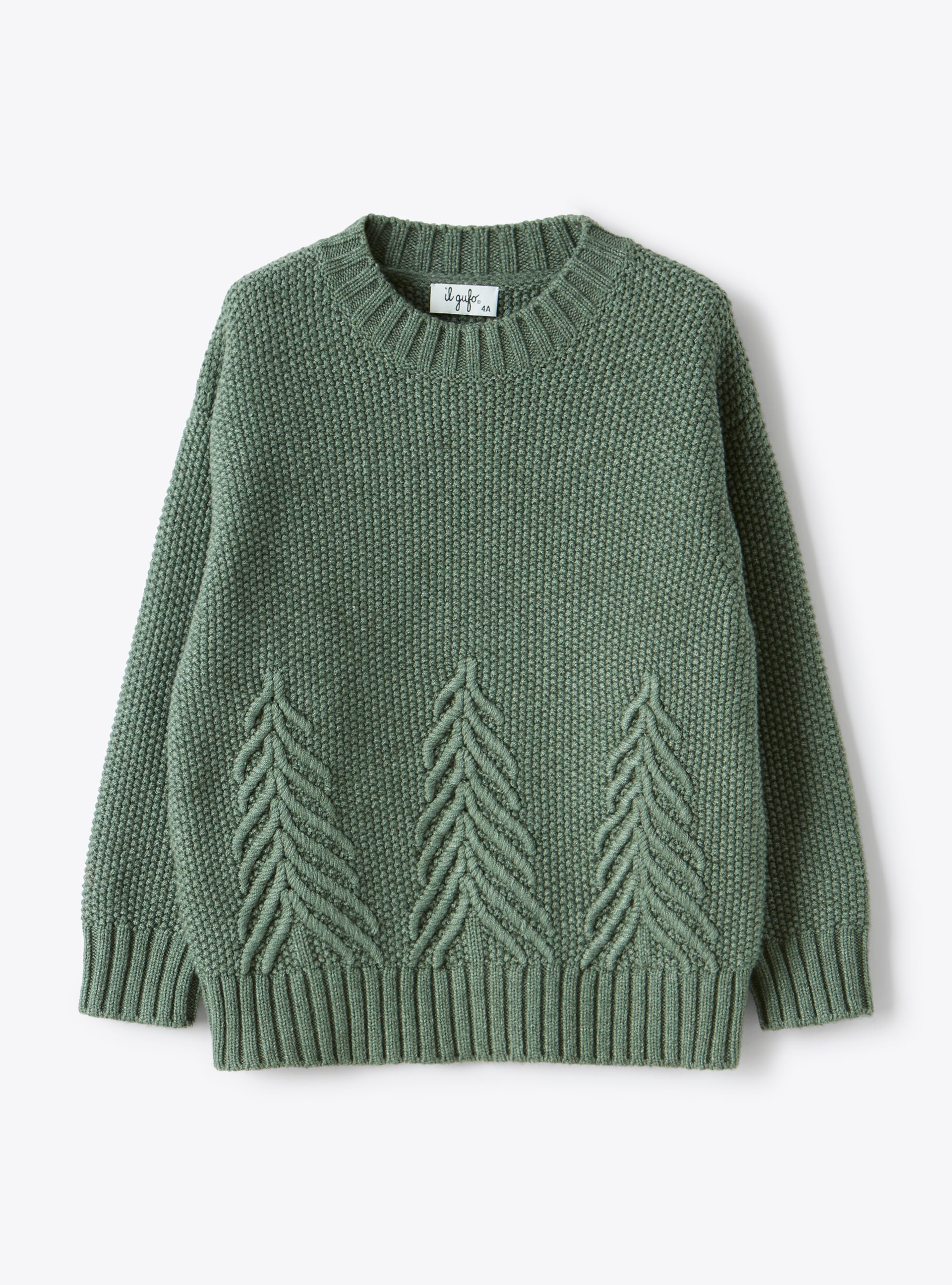 Maglione in misto cotone con ricami - Verde | Il Gufo