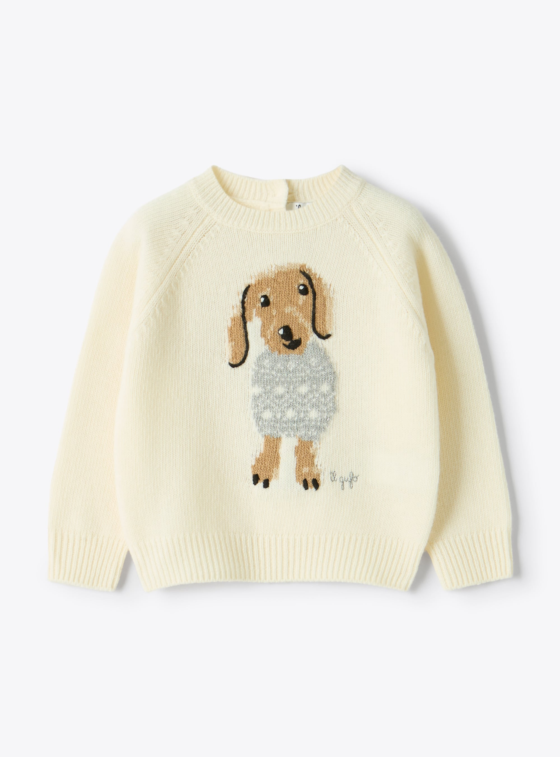Merino wool sweater with a dachshund design - Sweaters - Il Gufo
