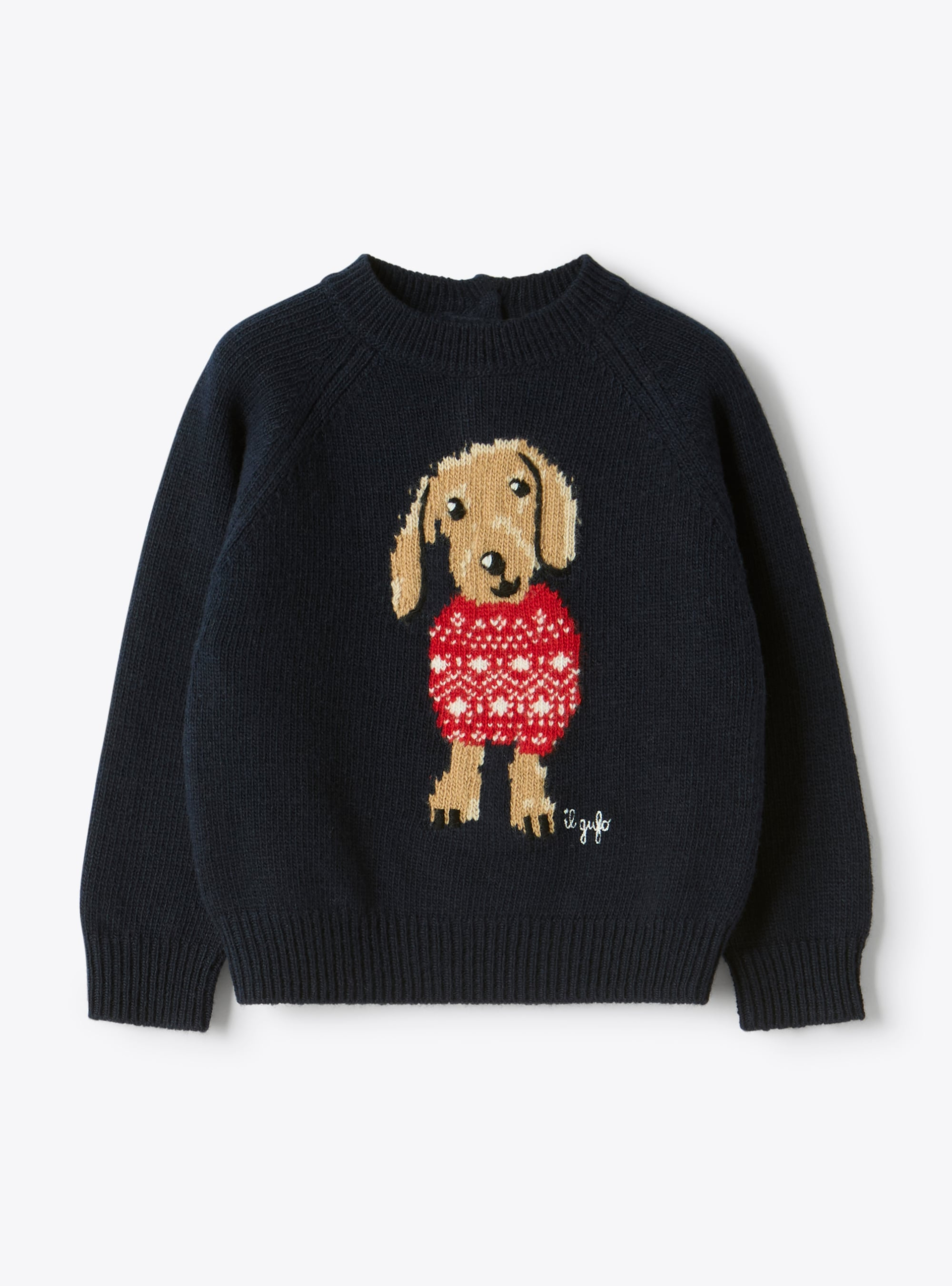 Merino wool sweater with a dachshund design - Sweaters - Il Gufo