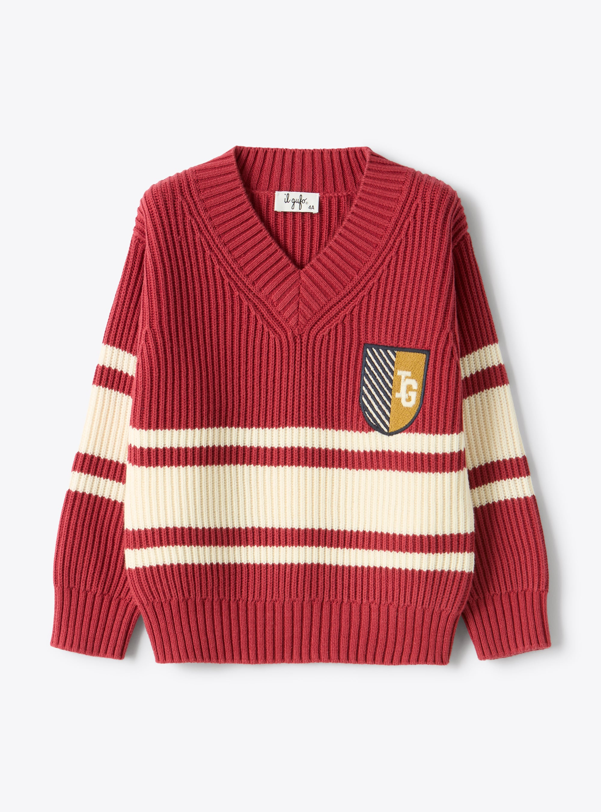 Maglione college in cotone organico - Rosso | Il Gufo