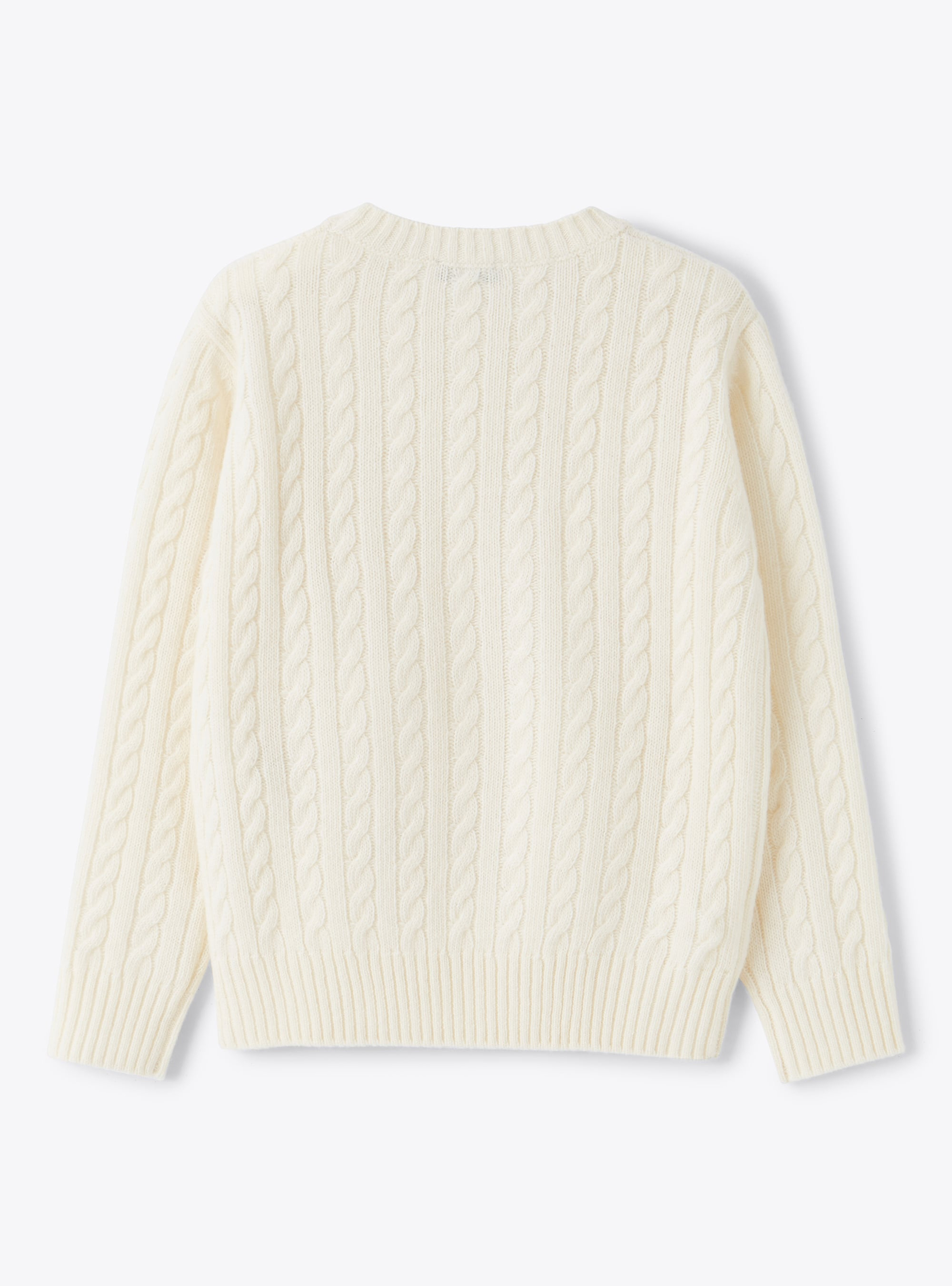 Maglione a trecce in lana - Bianco | Il Gufo