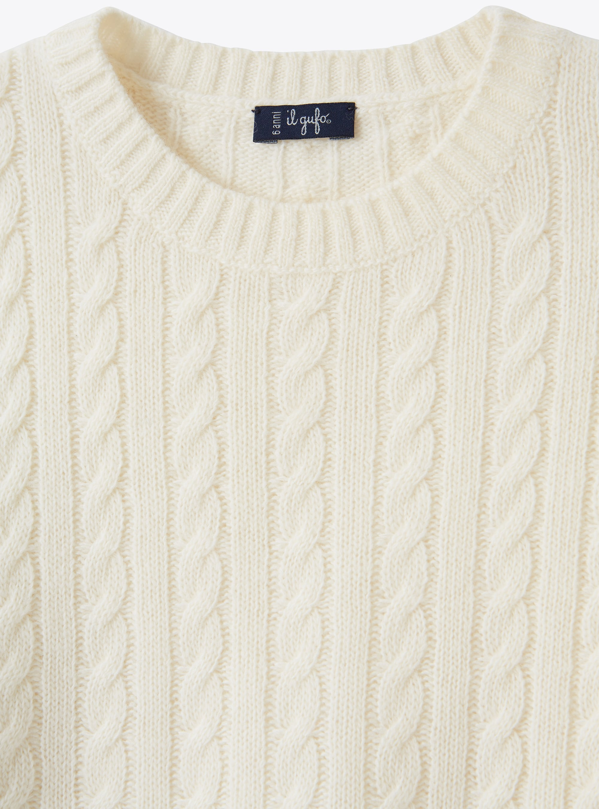 Maglione a trecce in lana - Bianco | Il Gufo