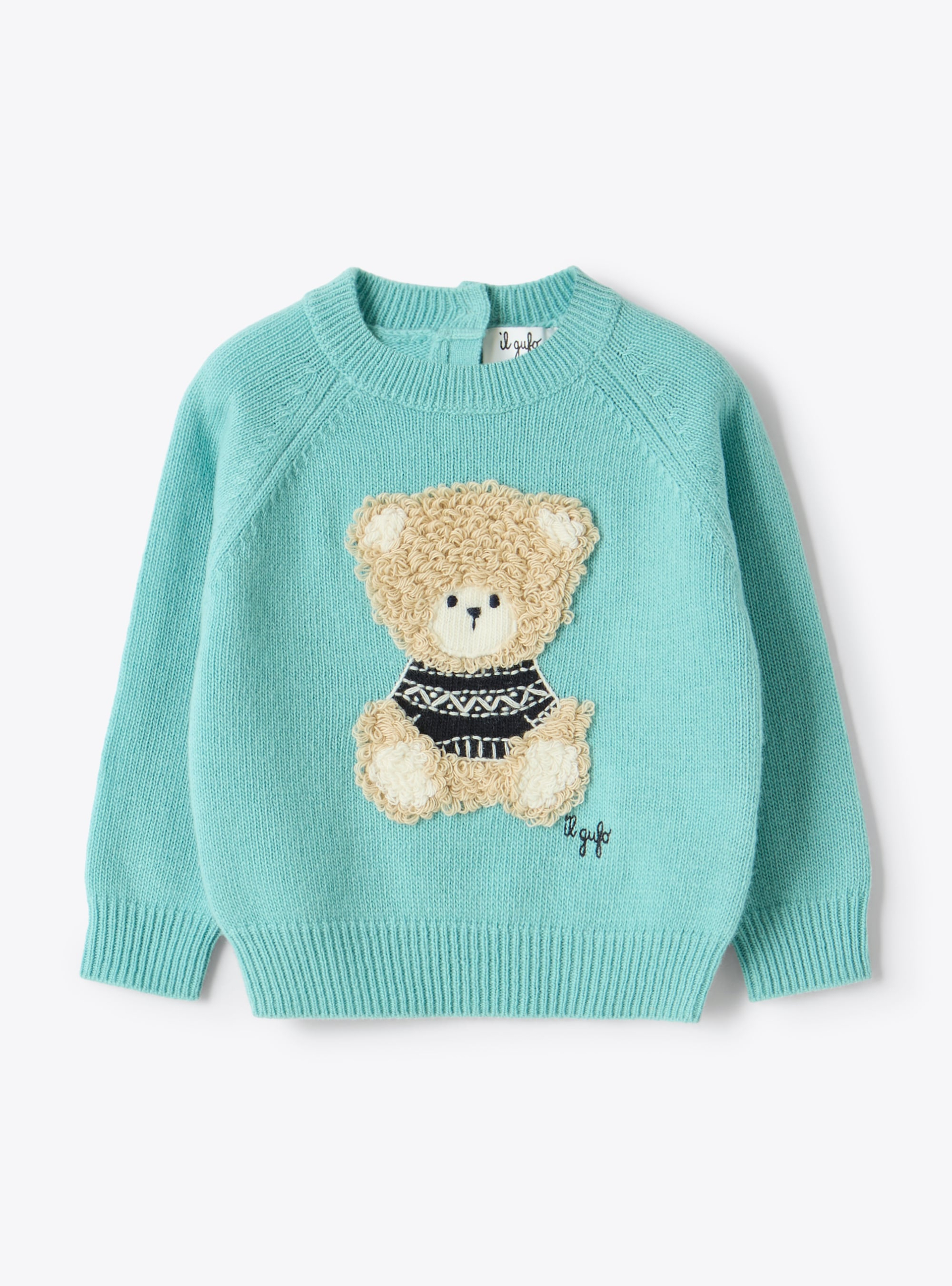 Wool sweater with a teddy bear design - Sweaters - Il Gufo
