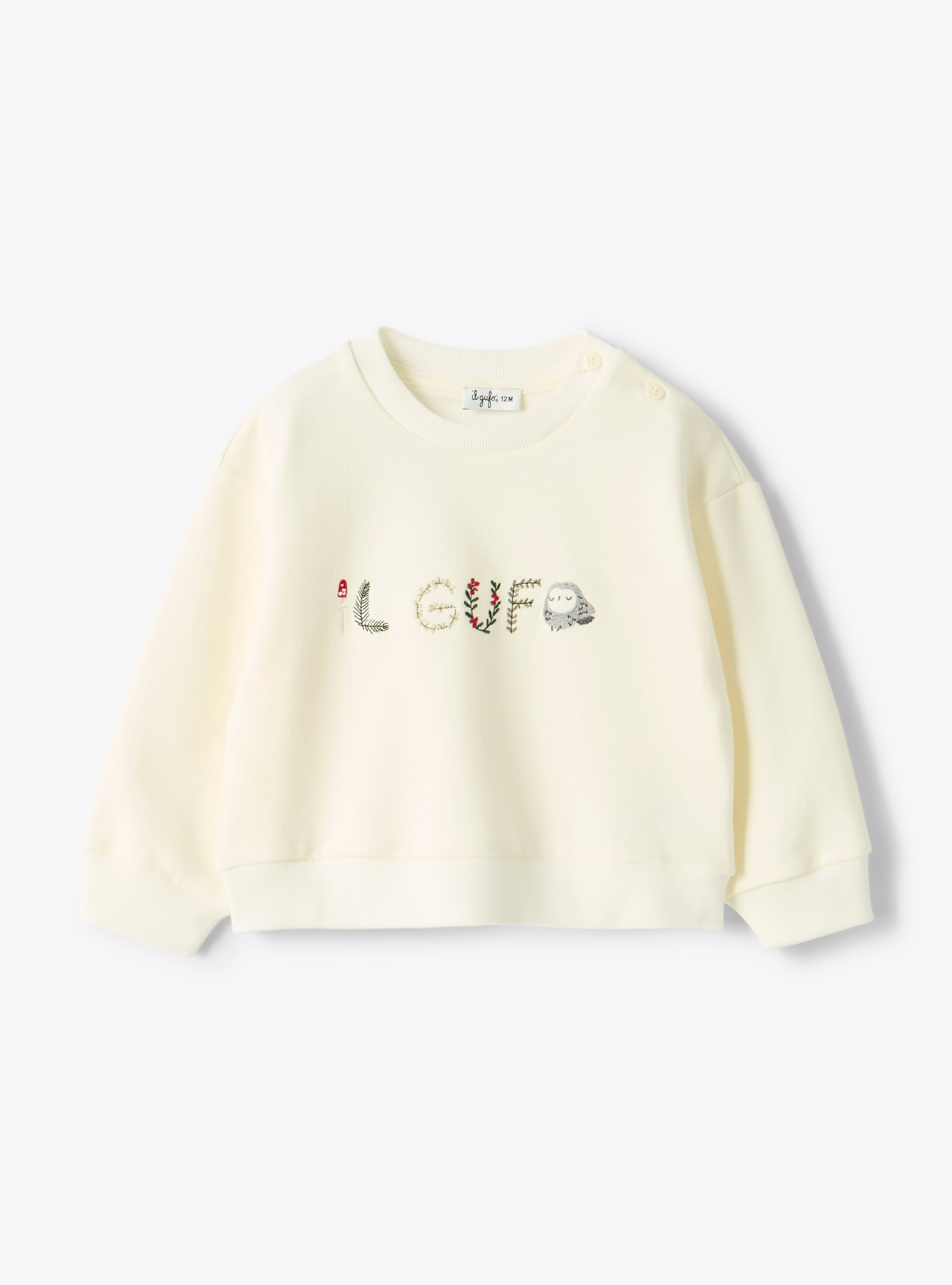 Cotton sweatshirt with logo embroidery - Sweatshirts - Il Gufo
