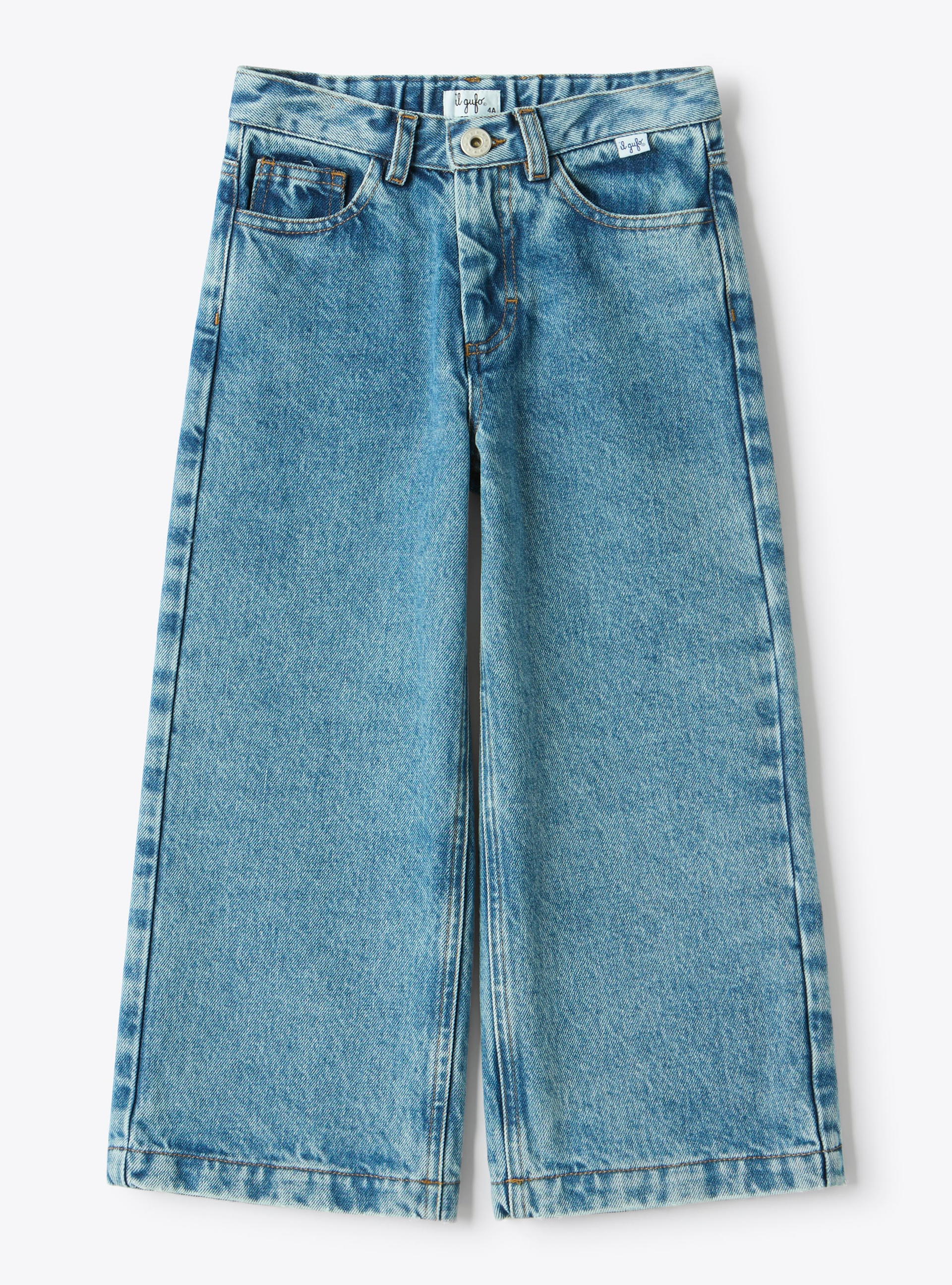 Wide-leg jeans in denim - Trousers - Il Gufo