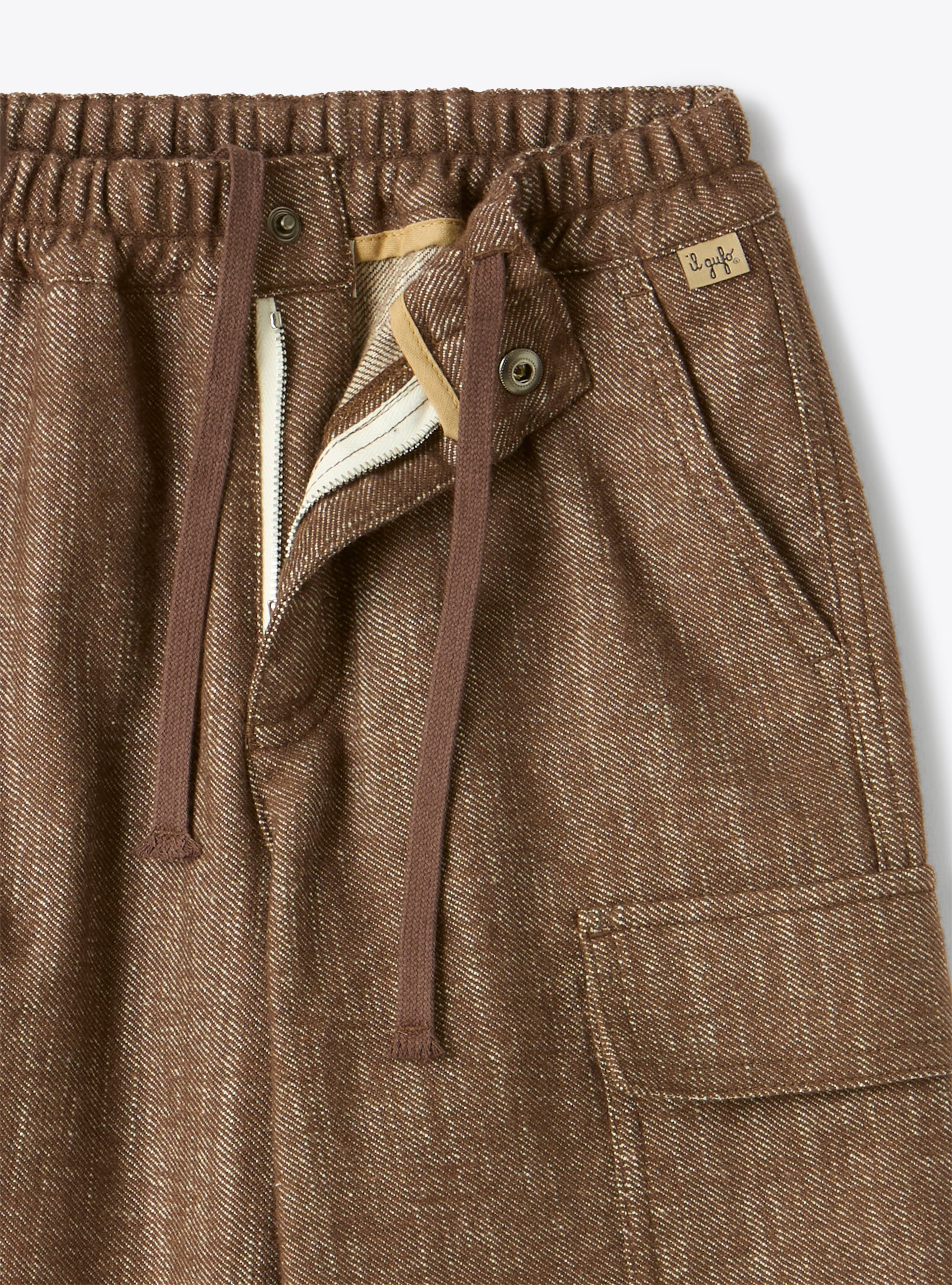 Cargo pants in cotton blend - Brown | Il Gufo