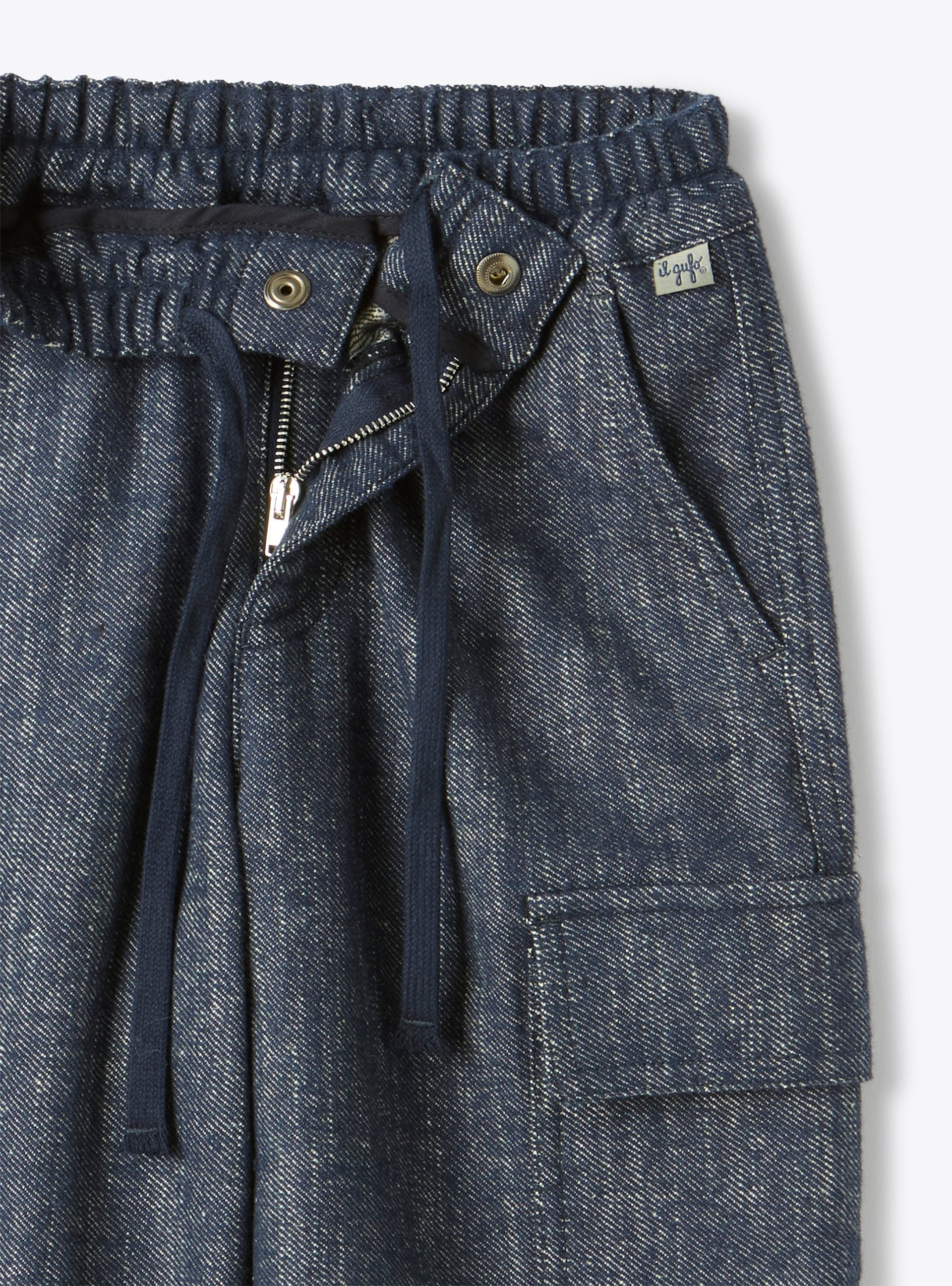 Cargo pants in cotton blend - Blue | Il Gufo
