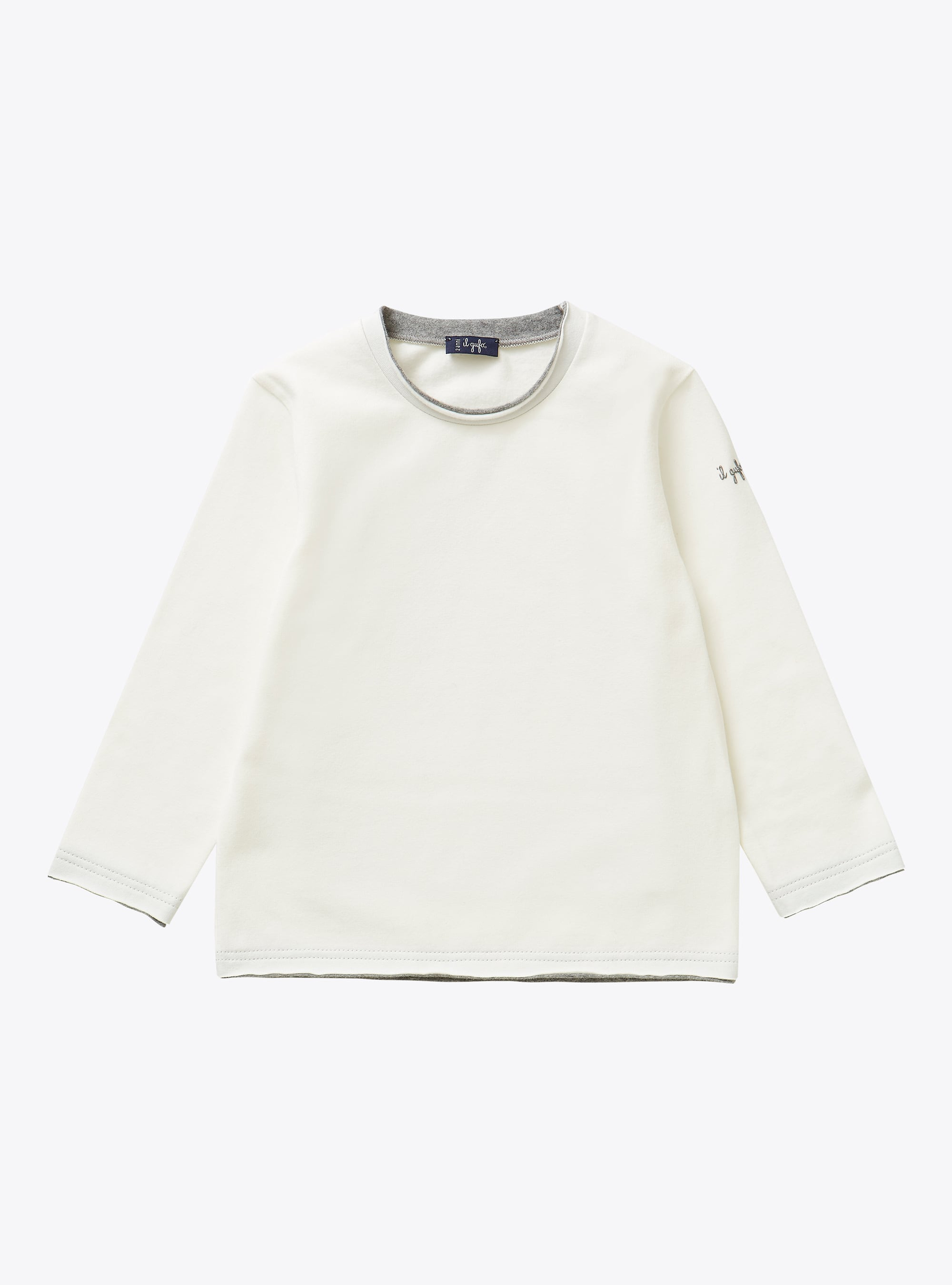 Langarm-T-Shirt aus gebürstetem Trikot - Weiss | Il Gufo