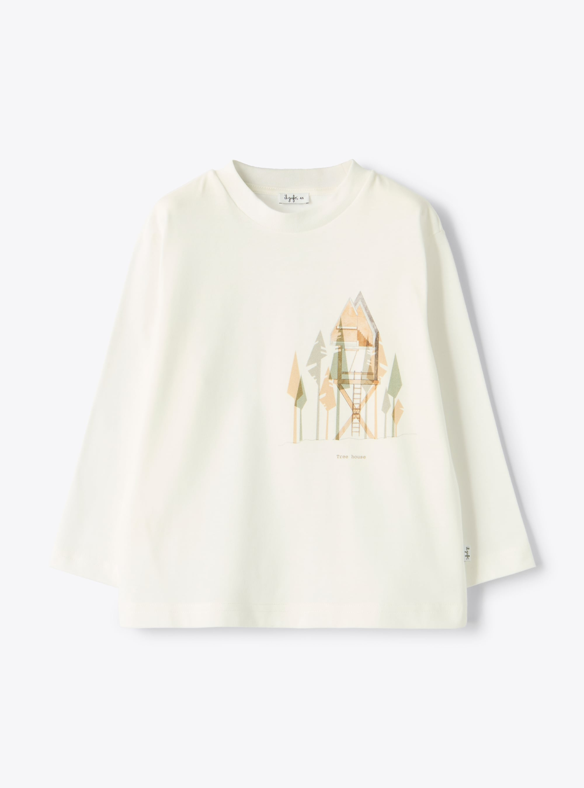 Langarm-T-Shirt mit Aufdruck - Weiss | Il Gufo