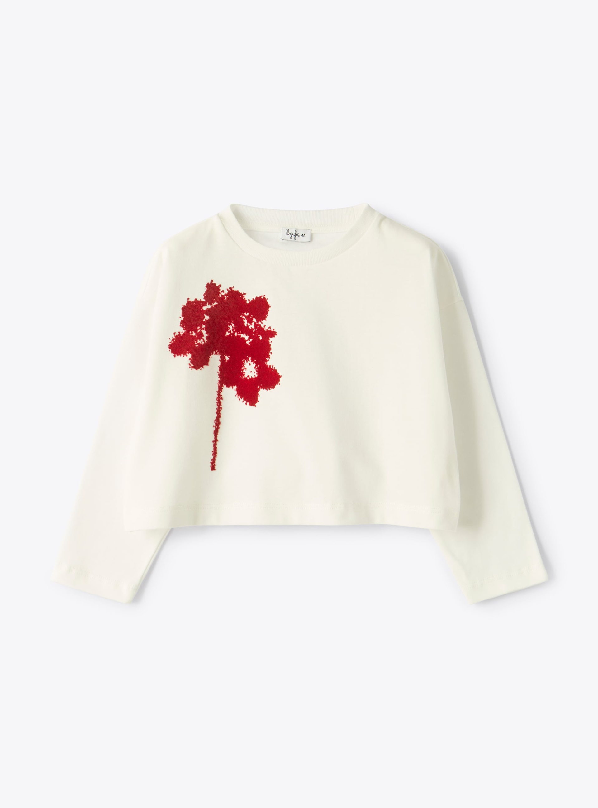 Long-sleeve t-shirt with floral print - T-shirts - Il Gufo