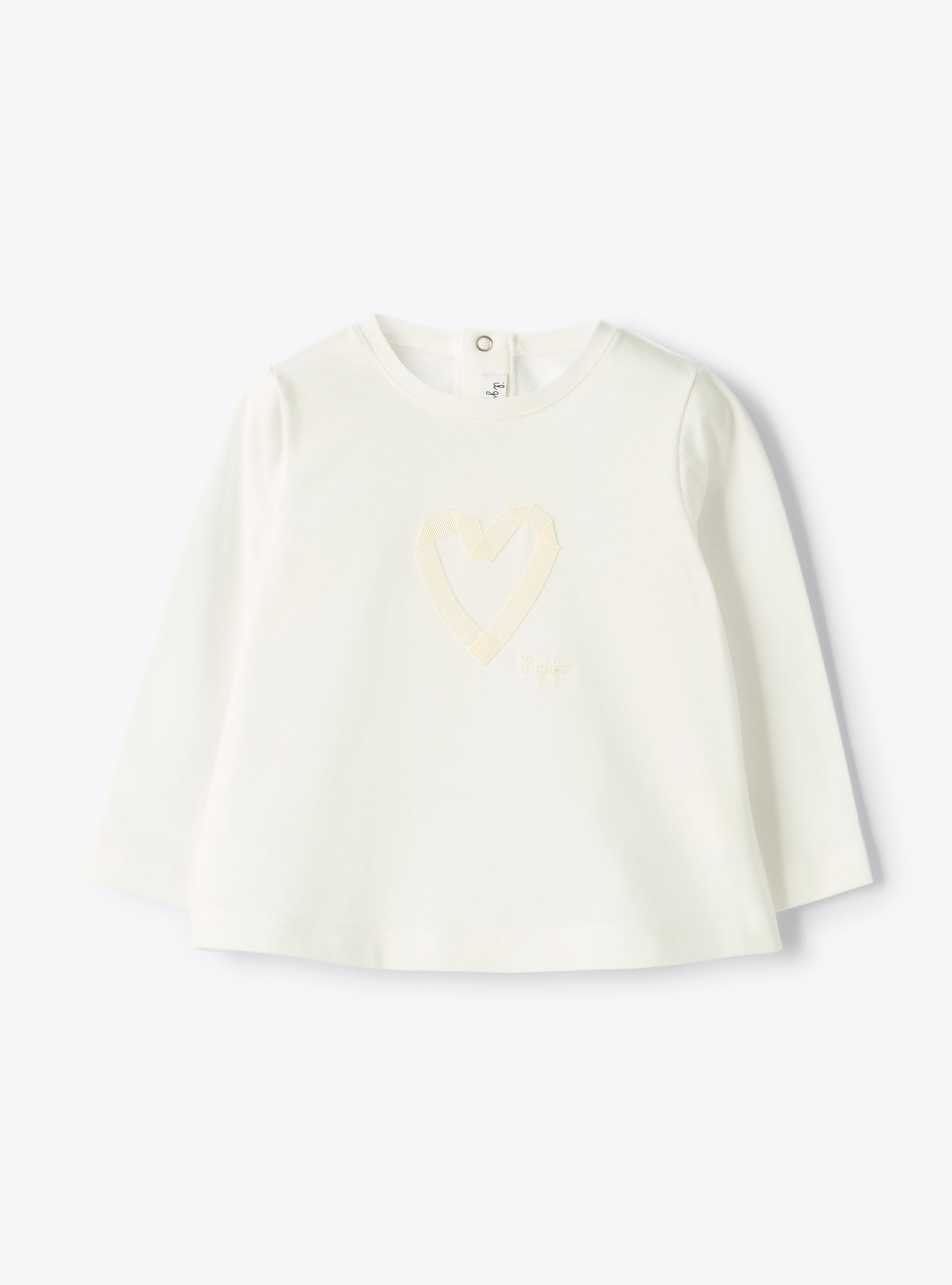 T-Shirt mit Herzapplikation - Weiss | Il Gufo