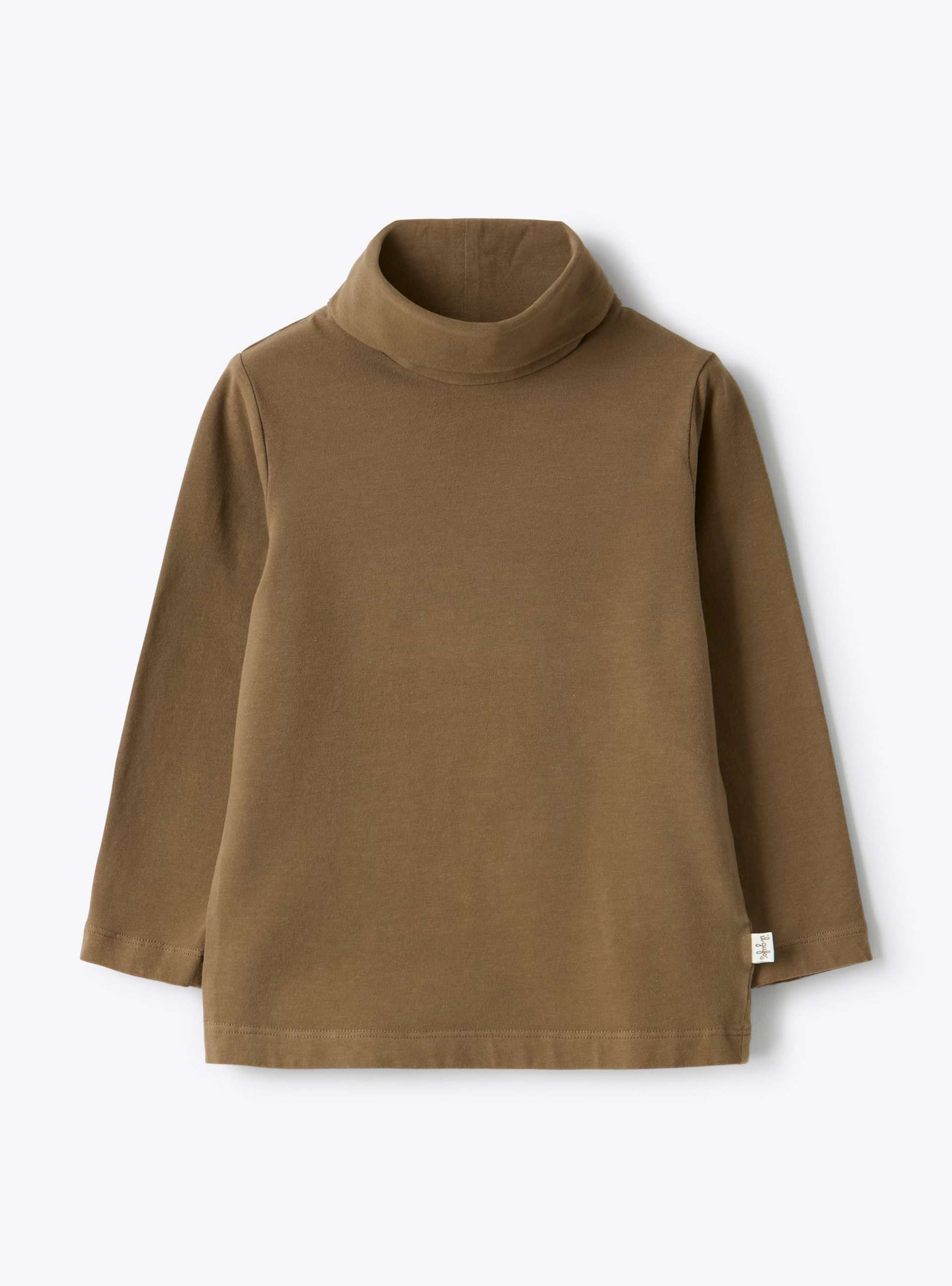 T-shirt collo alto in jersey stretch - Marrone | Il Gufo