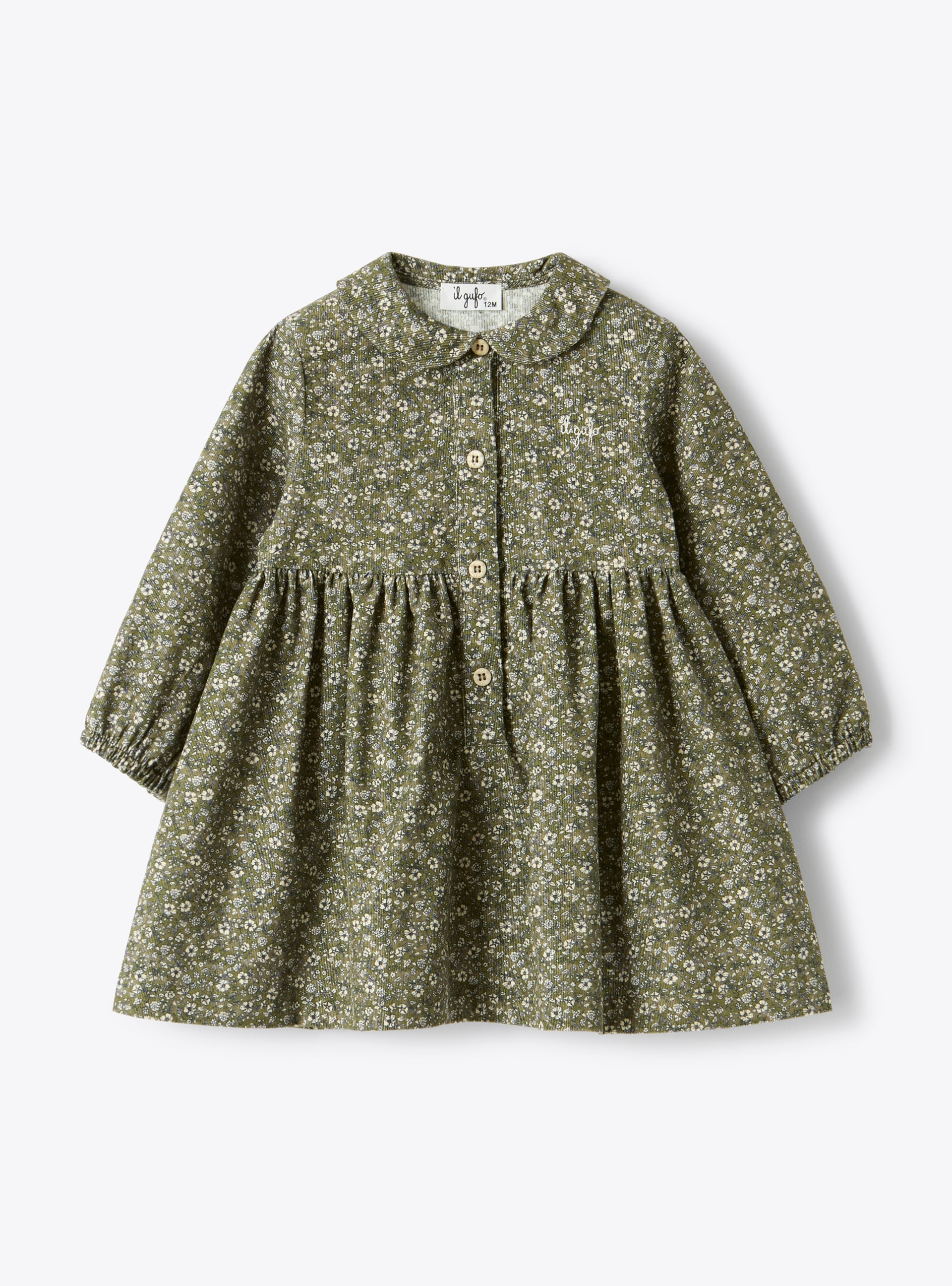 Floral corduroy dress - Green | Il Gufo
