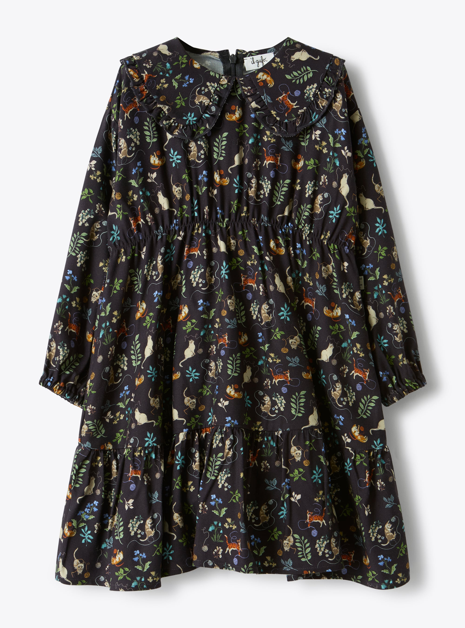 Viscose dress with a ruffled collar - Dresses - Il Gufo