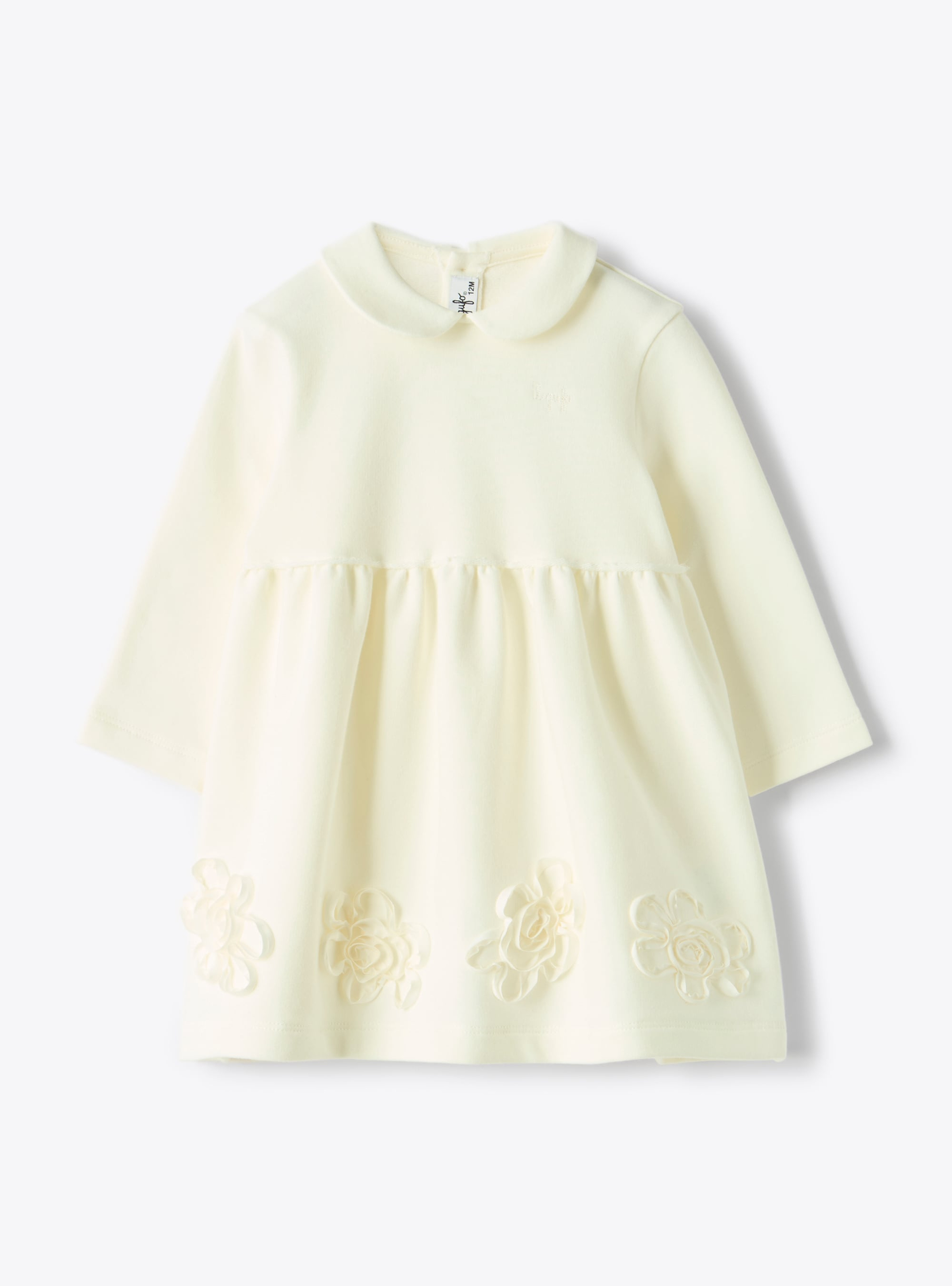Plüschkleid mit applizierten Blumen - Weiss | Il Gufo