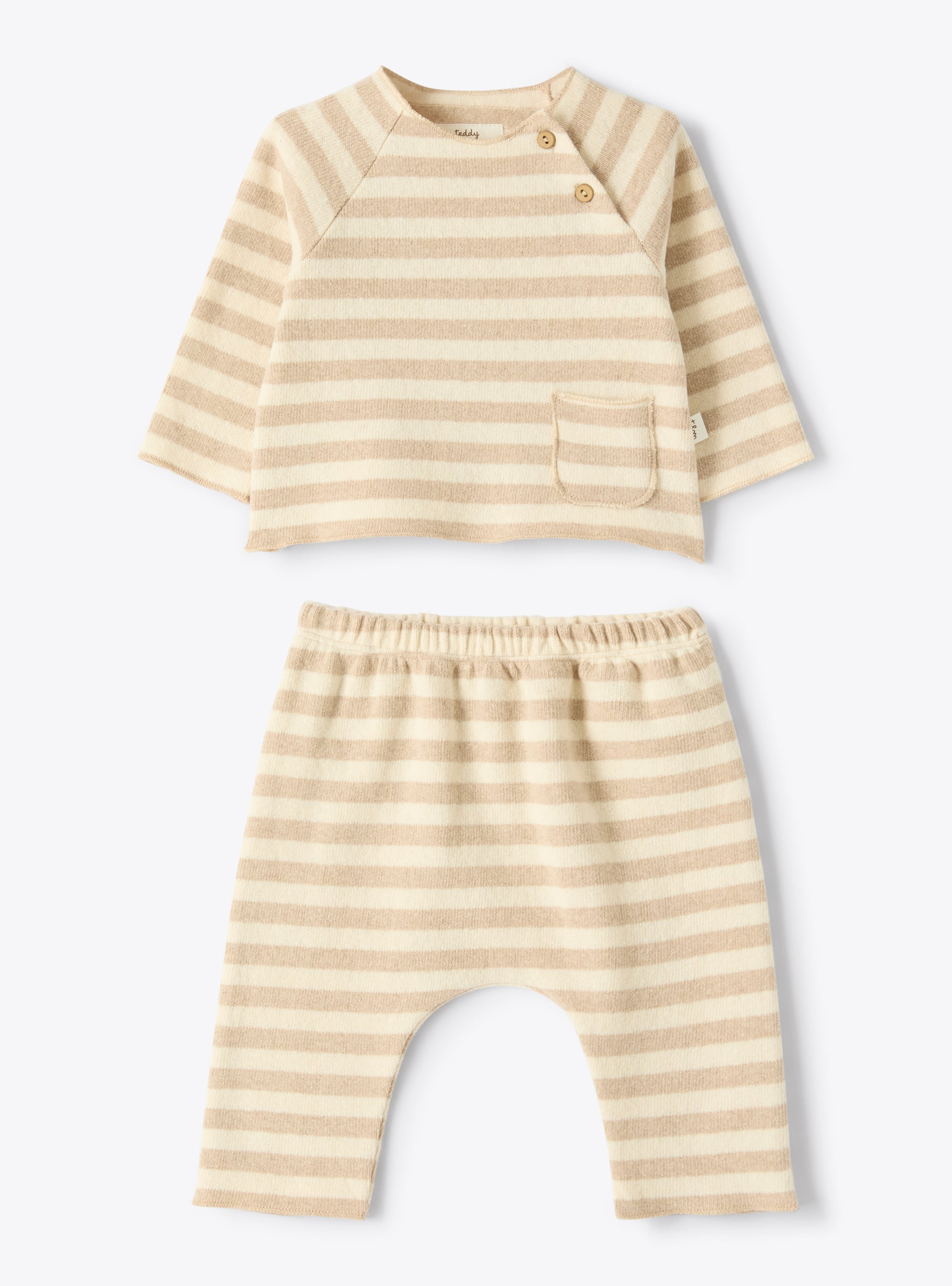 Ensemble en maille à rayures - Beige | Il Gufo