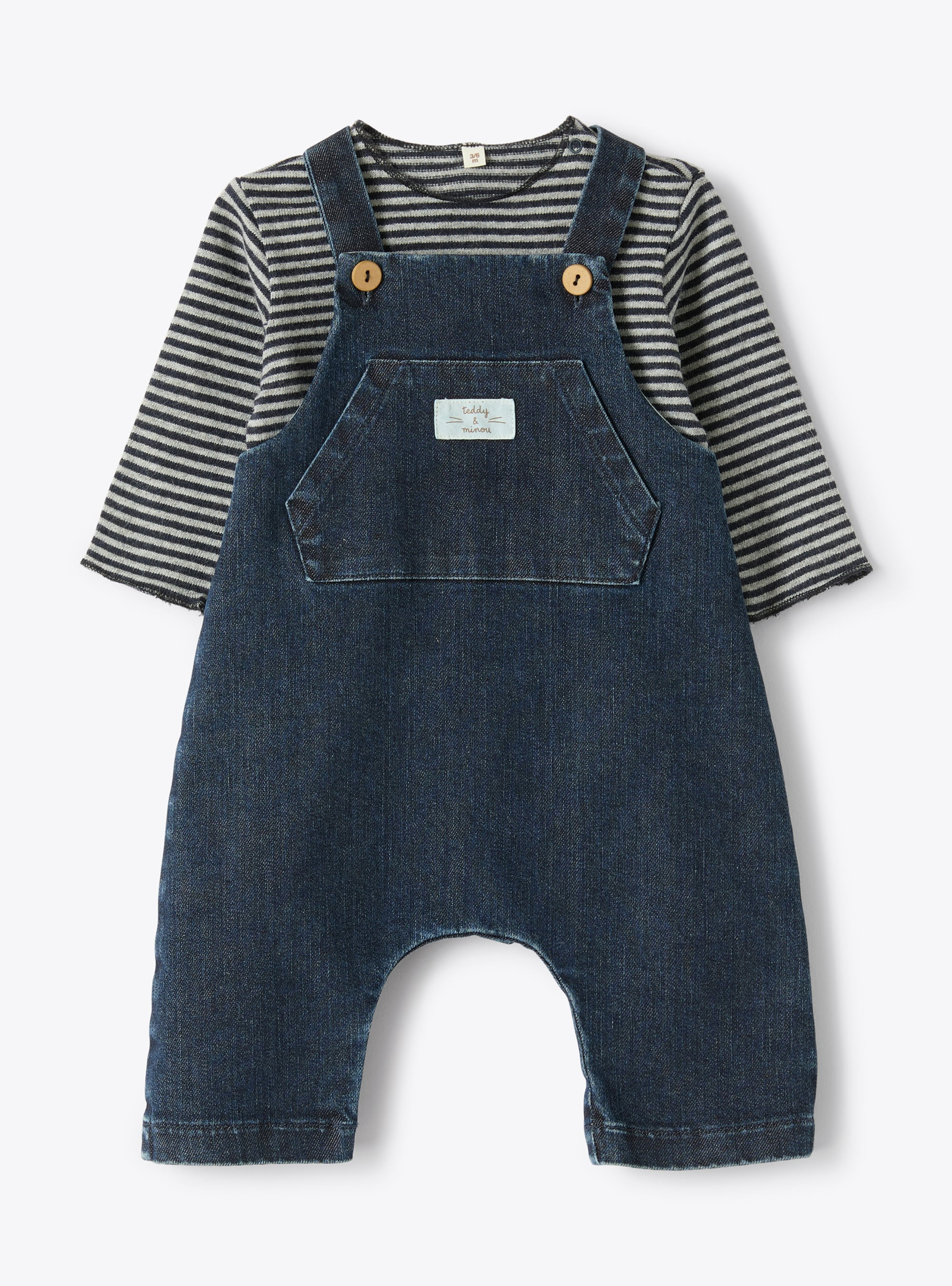 Outfit with denim overalls - Two-piece sets - Il Gufo