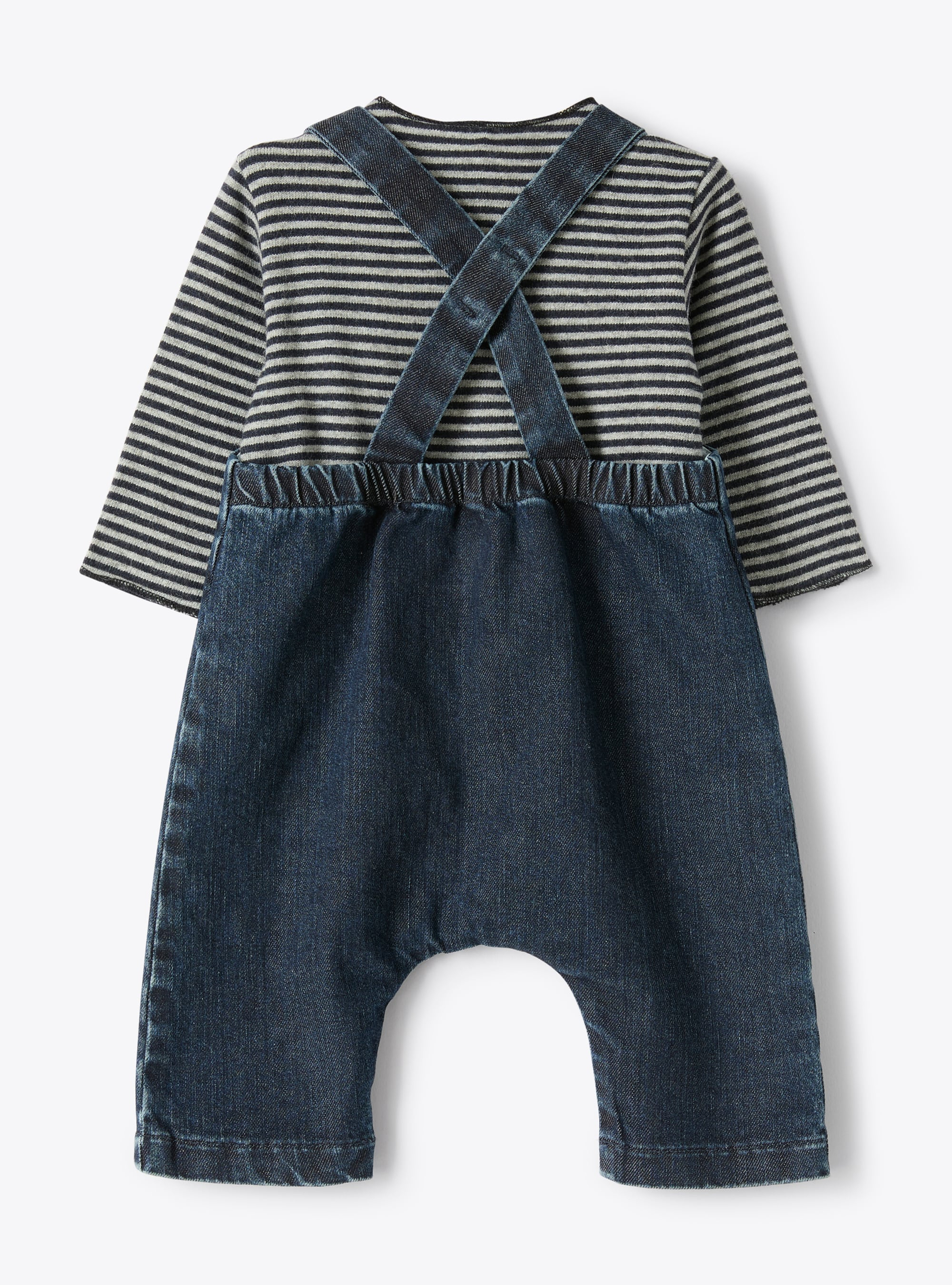 Outfit with denim overalls - СИНИЙ | Il Gufo