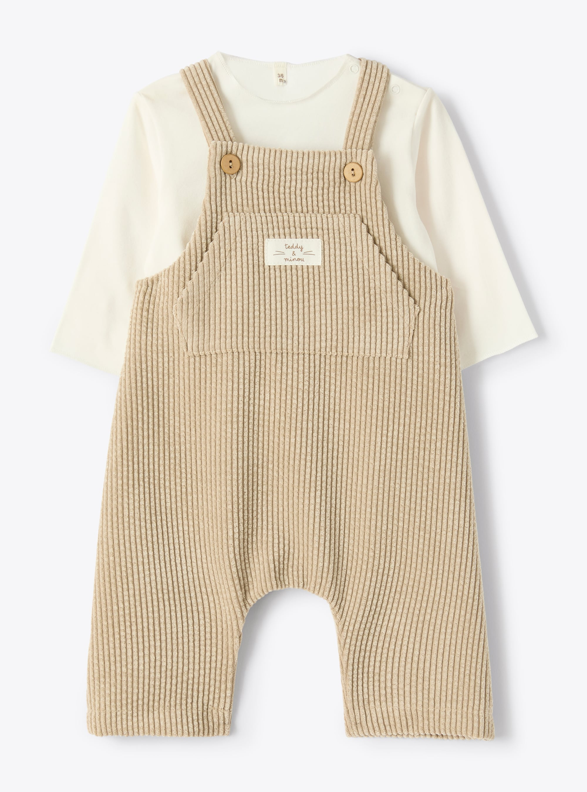 Outfit with corduroy overalls - Two-piece sets - Il Gufo
