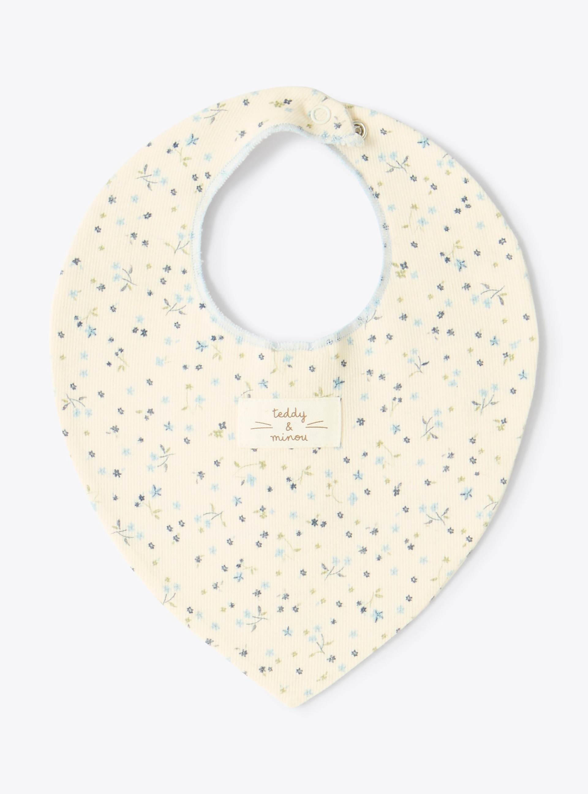 Bavoir en coton bio à fleurs - Bleu clair | Il Gufo