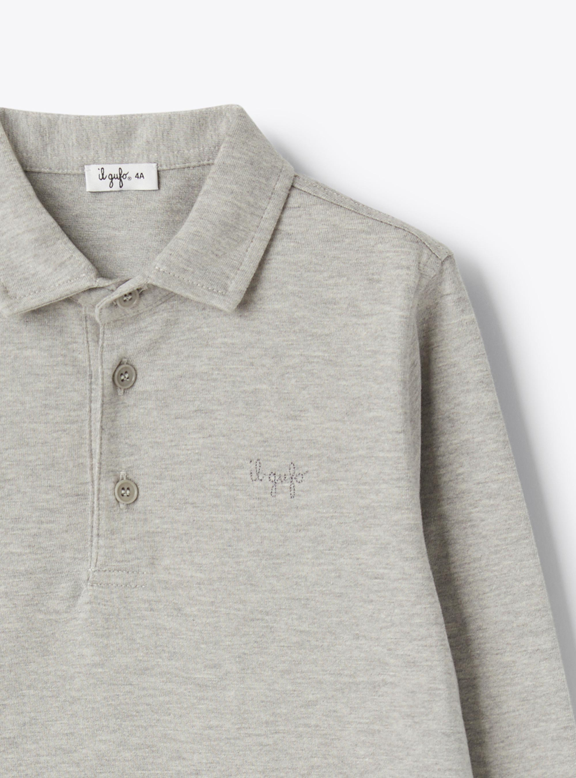 Polo à manches longues en jersey - Gris | Il Gufo