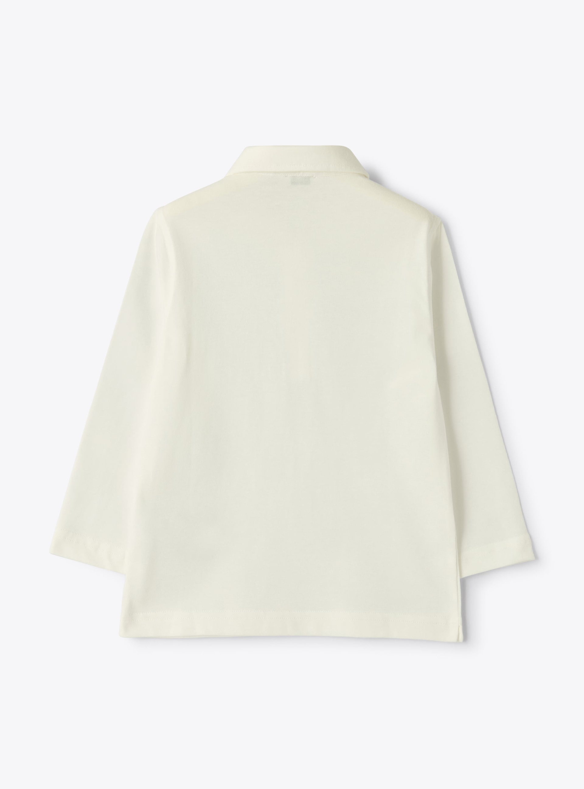 Long-sleeved polo in cotton jersey - White | Il Gufo