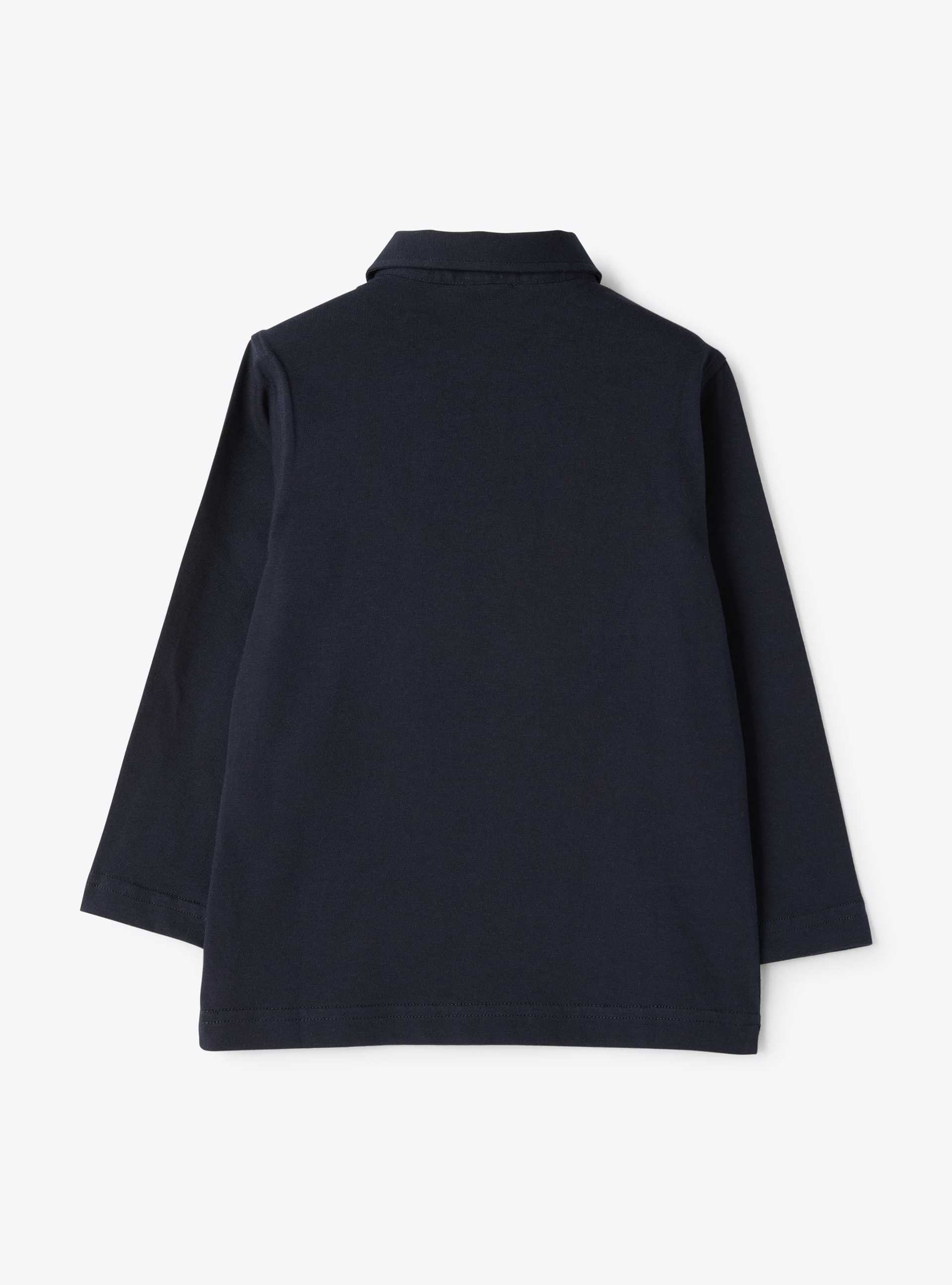 Long-sleeved polo in cotton jersey - Blue | Il Gufo