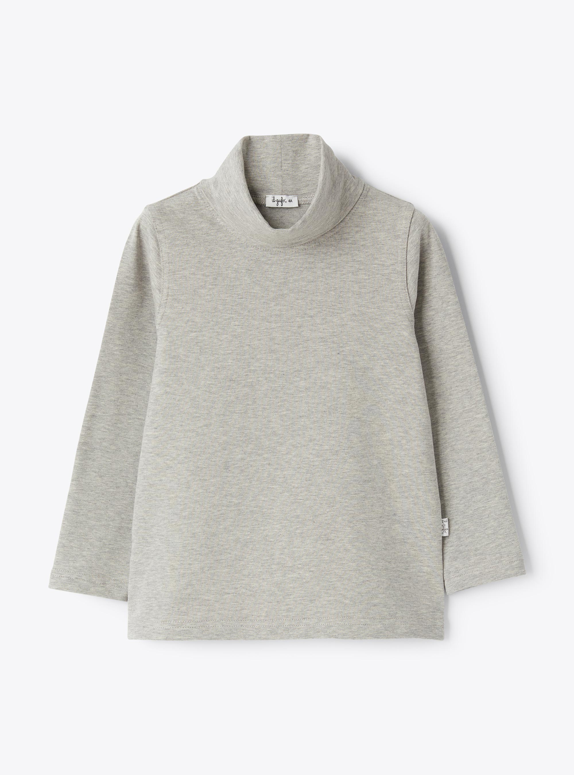 High-neck long-sleeved T-shirt - Grey | Il Gufo