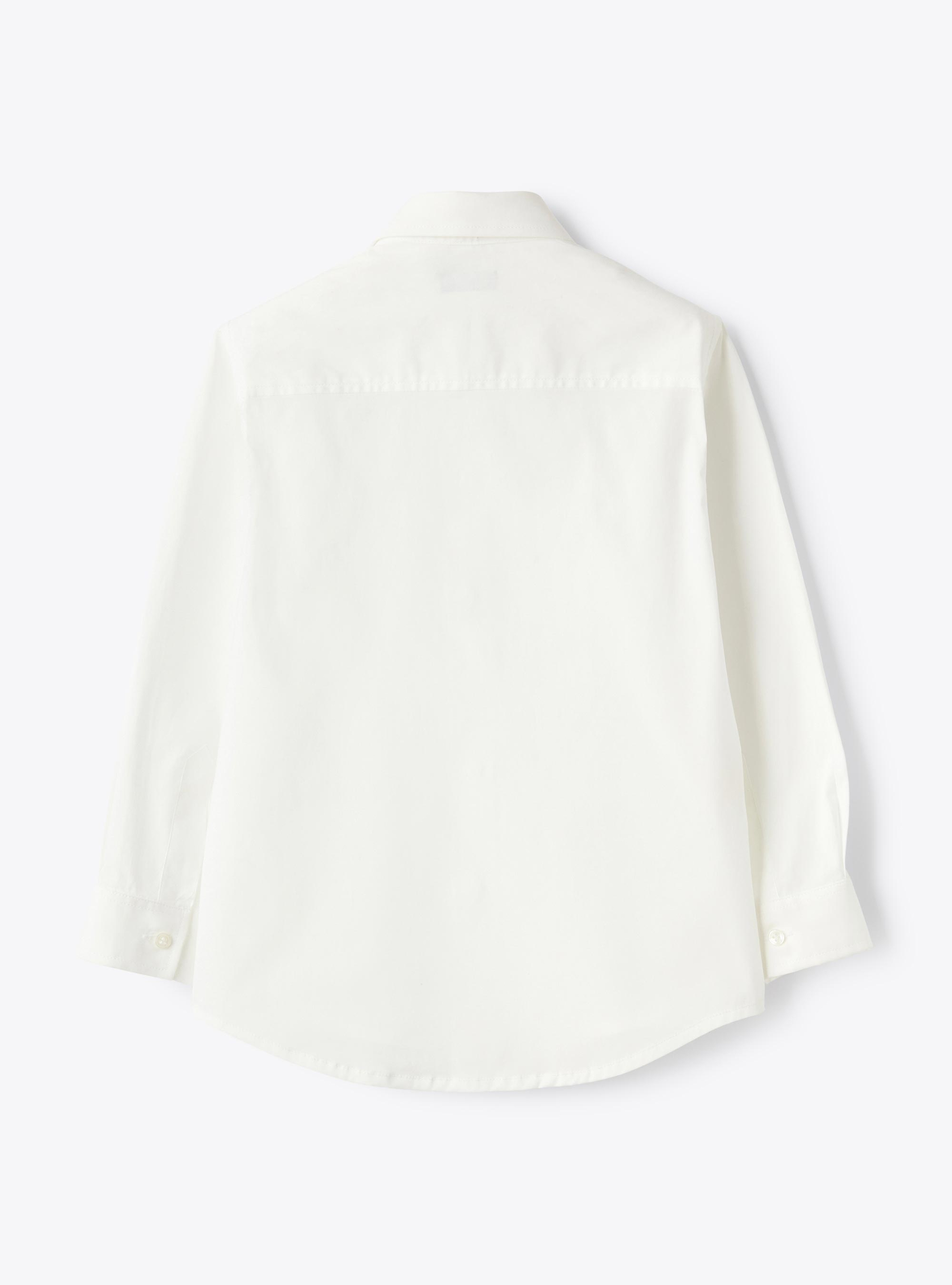 Stretch poplin shirt with breast pocket - White | Il Gufo