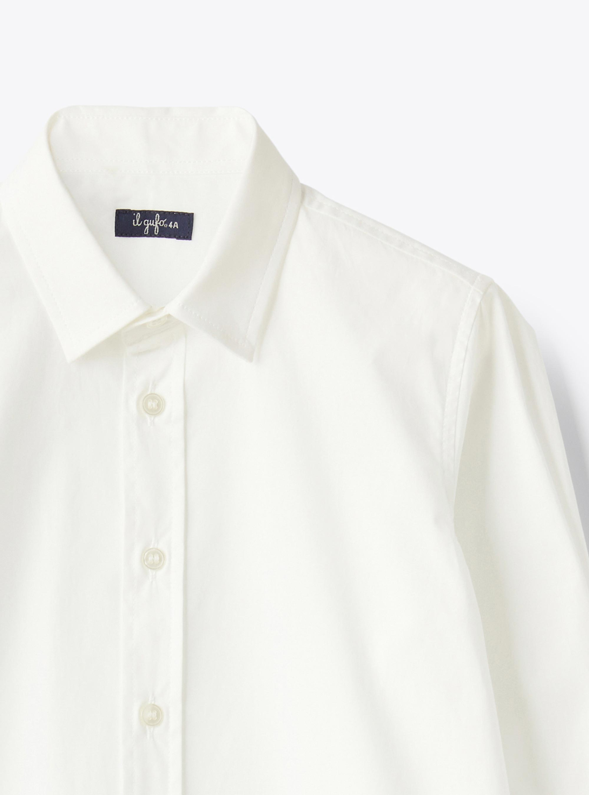 Stretch poplin shirt with breast pocket - White | Il Gufo