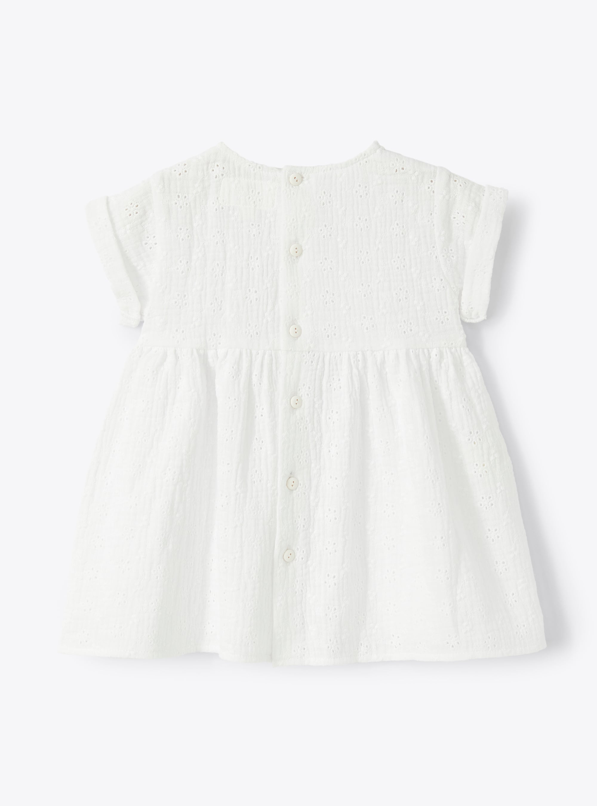 Dress with bloomers in white broderie anglaise - White | Il Gufo