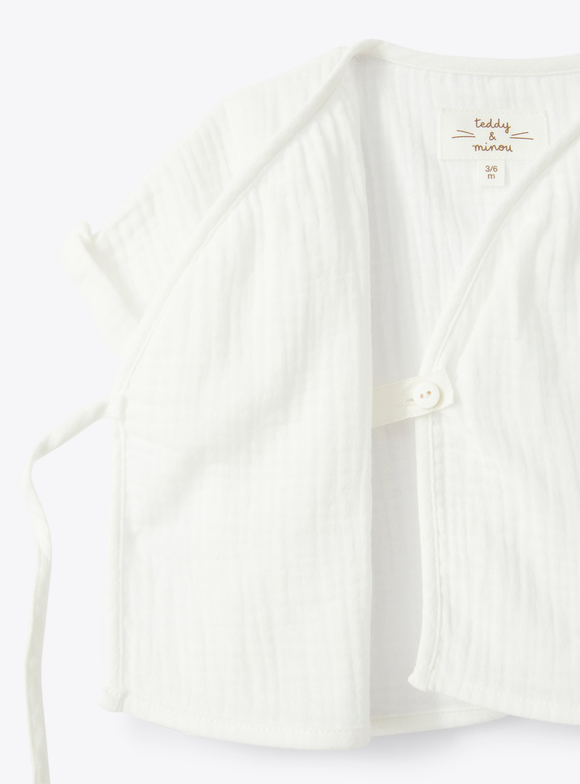 Two-piece set in gauze with floral-patterned trousers - White | Il Gufo
