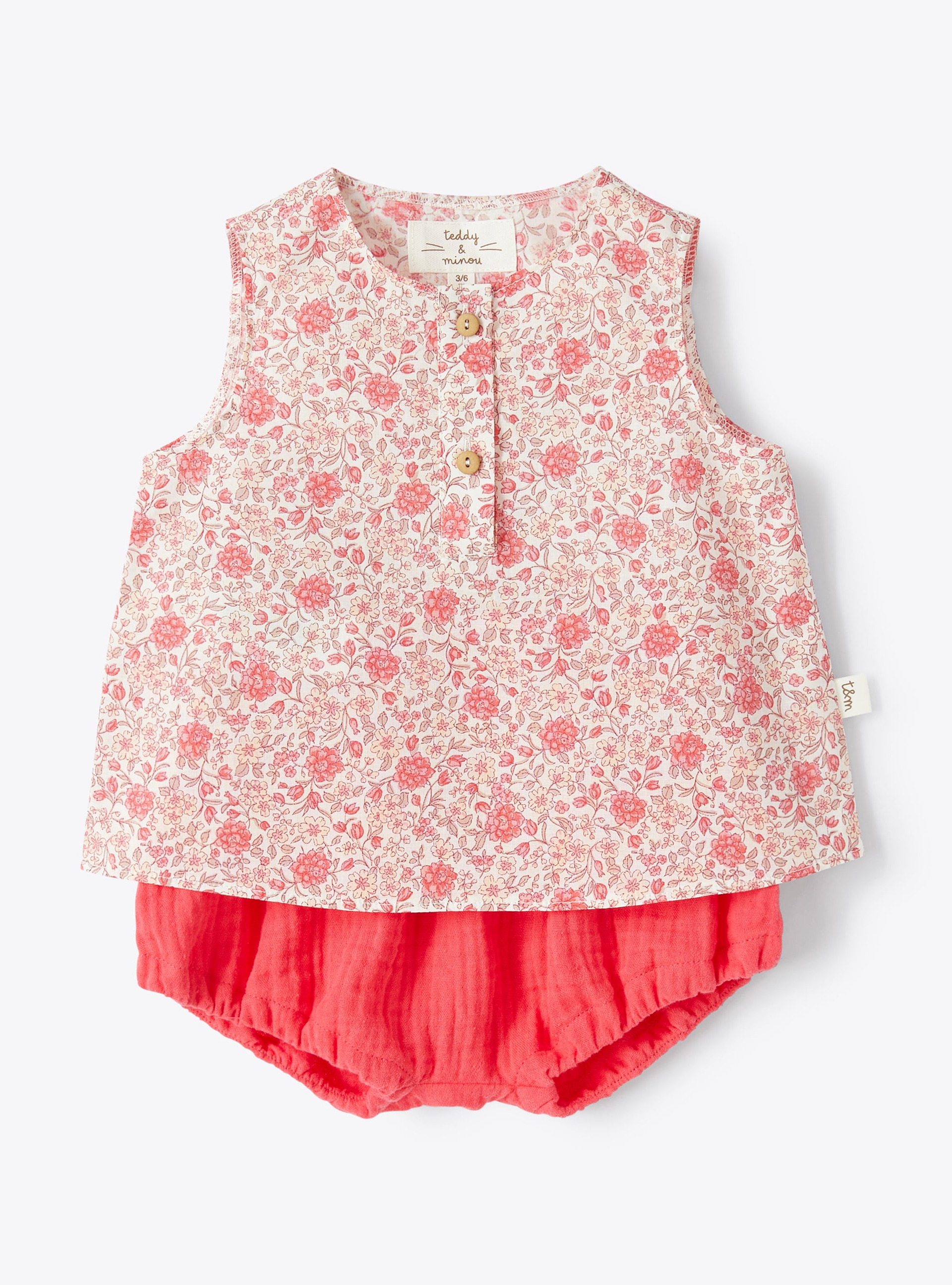 Two-piece set with floral pattern - Red | Il Gufo