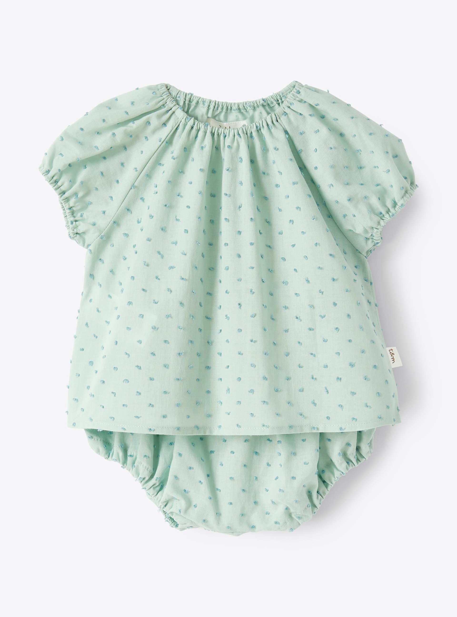 Two-piece set in lake-green plumetis - Two-piece sets - Il Gufo