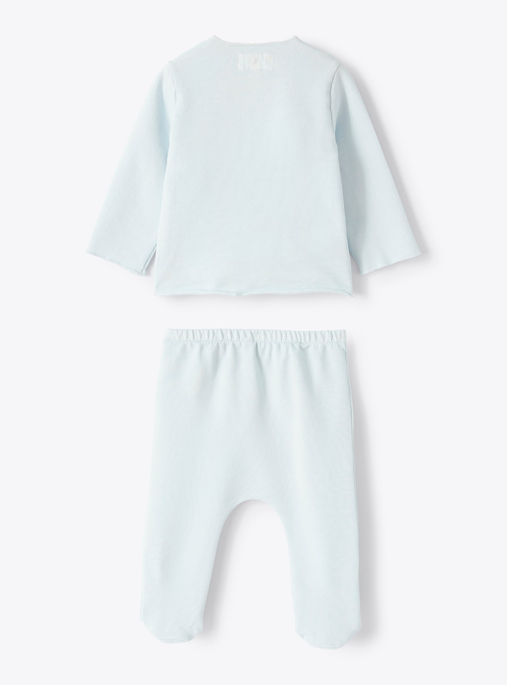 Two-piece set in aniseed-blue organic cotton fleece - Light blue | Il Gufo