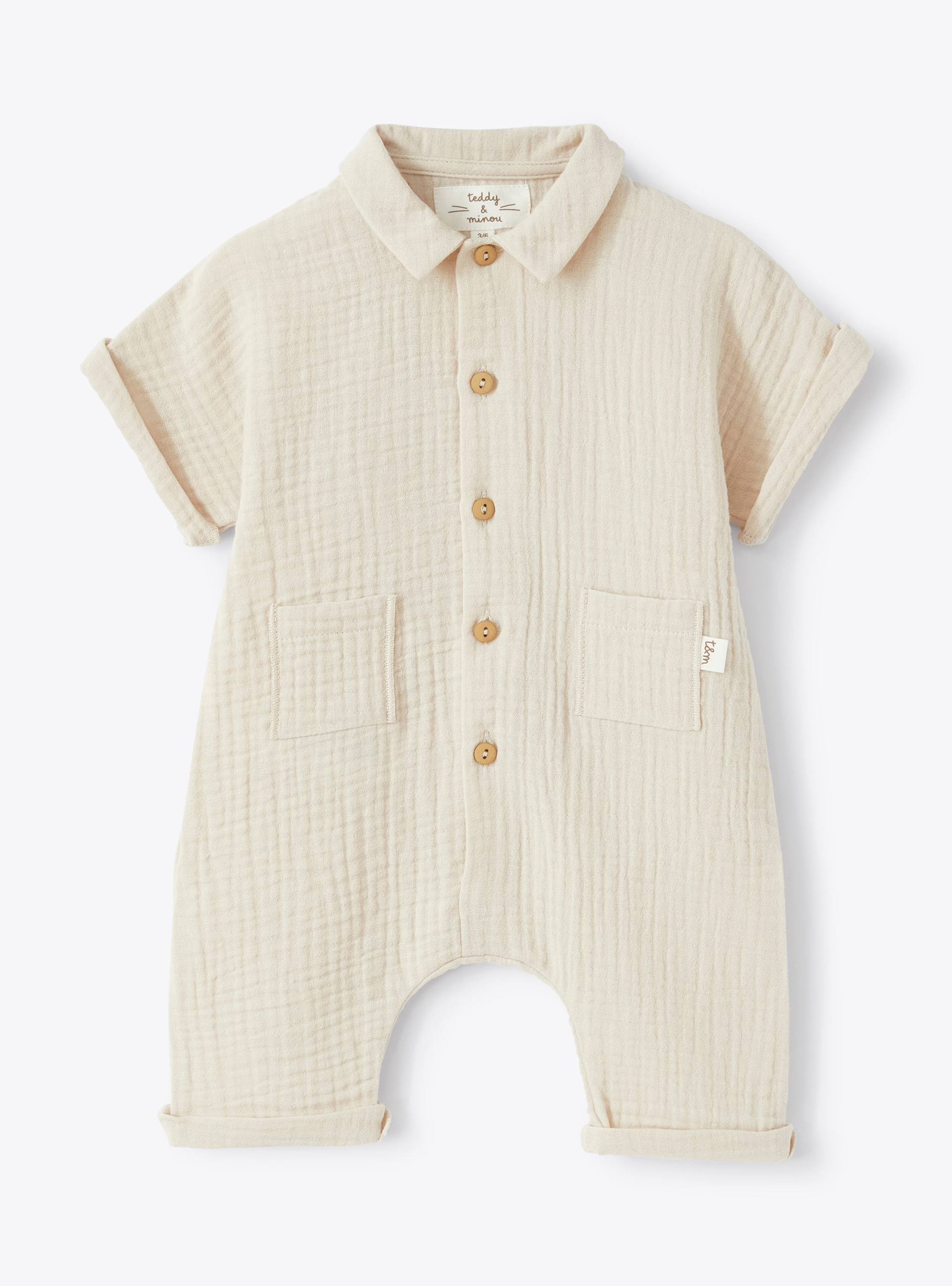 Romper suit in organic cotton gauze - Babygrows - Il Gufo