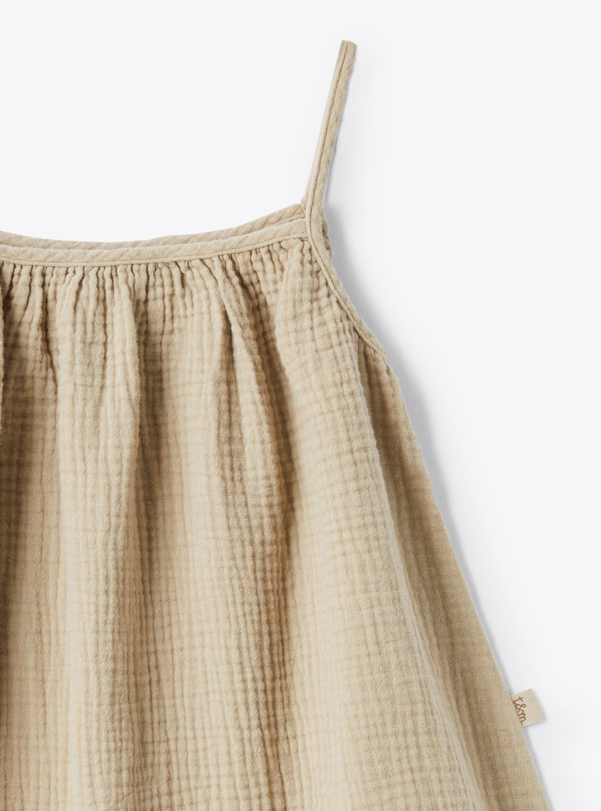 Dress in organic cotton gauze - Beige | Il Gufo