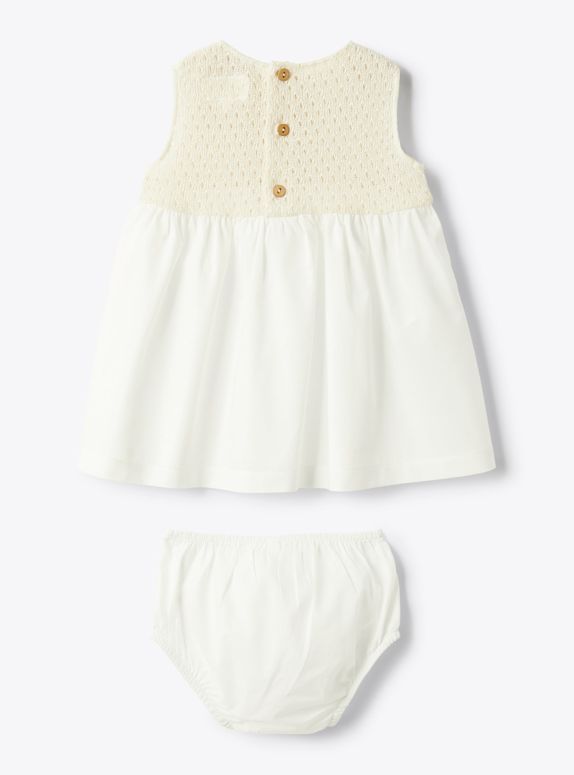 Dress in openwork knit and voile - Beige | Il Gufo