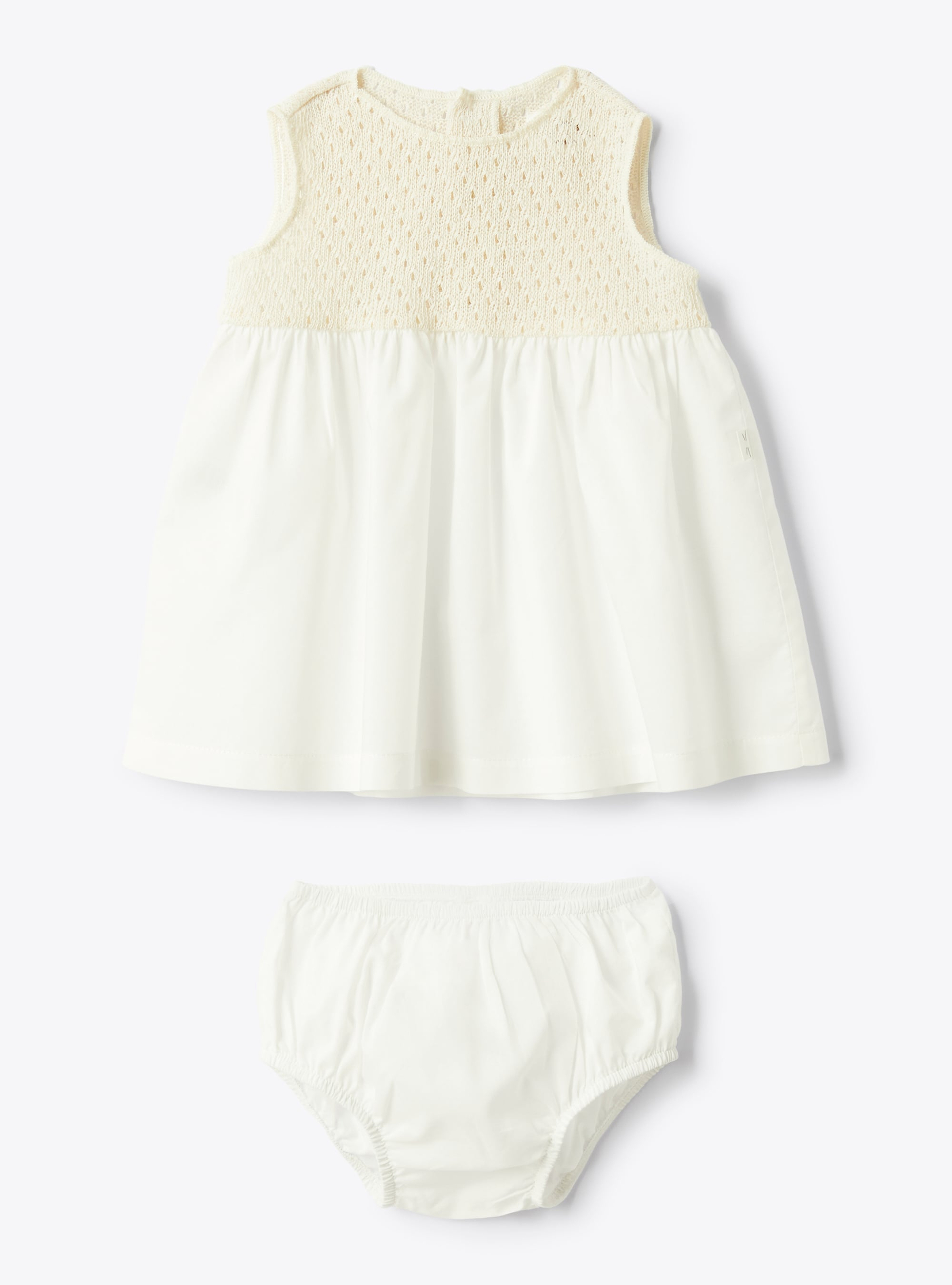 Dress in openwork knit and voile - Beige | Il Gufo
