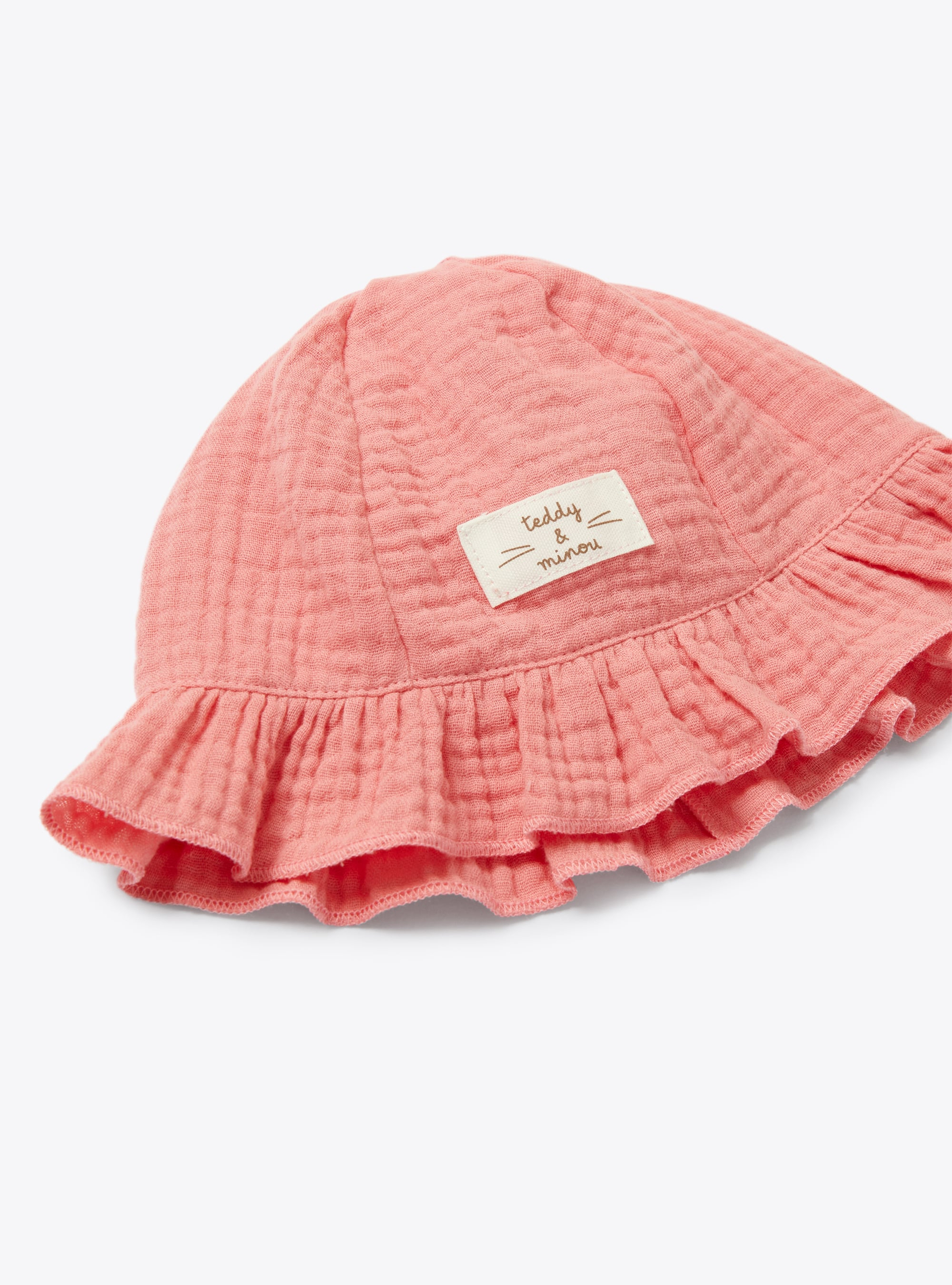 Ensemble en gaze de coton bio avec chapeau et chaussures - Fuchsia | Il Gufo
